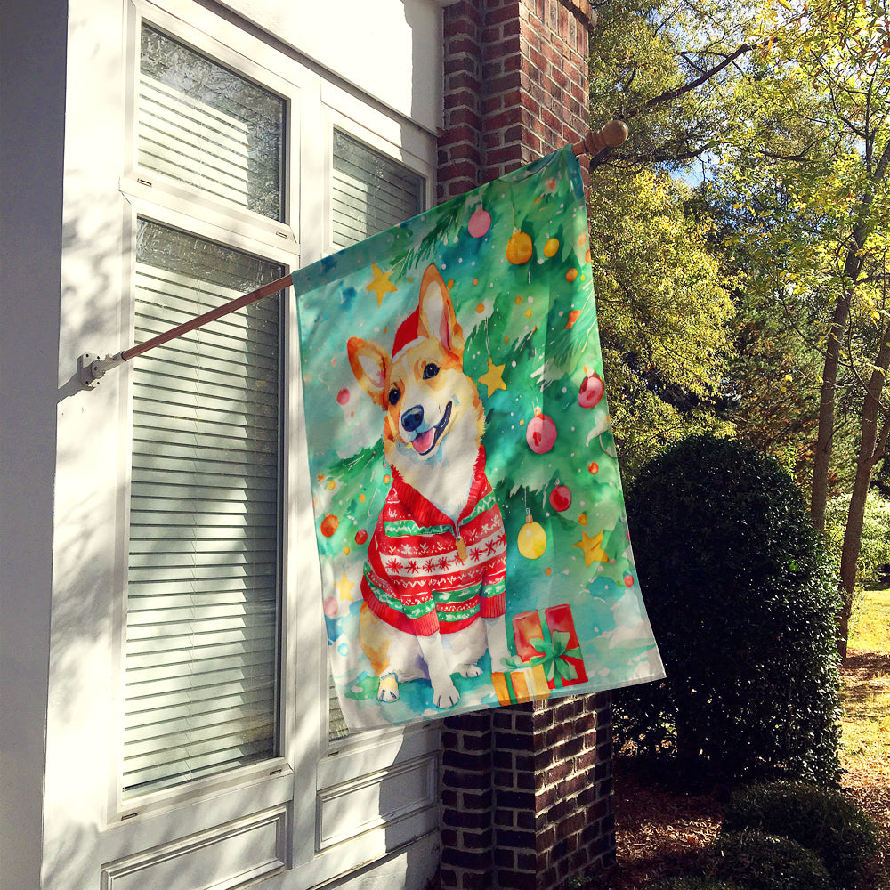 Corgi Christmas House Flag