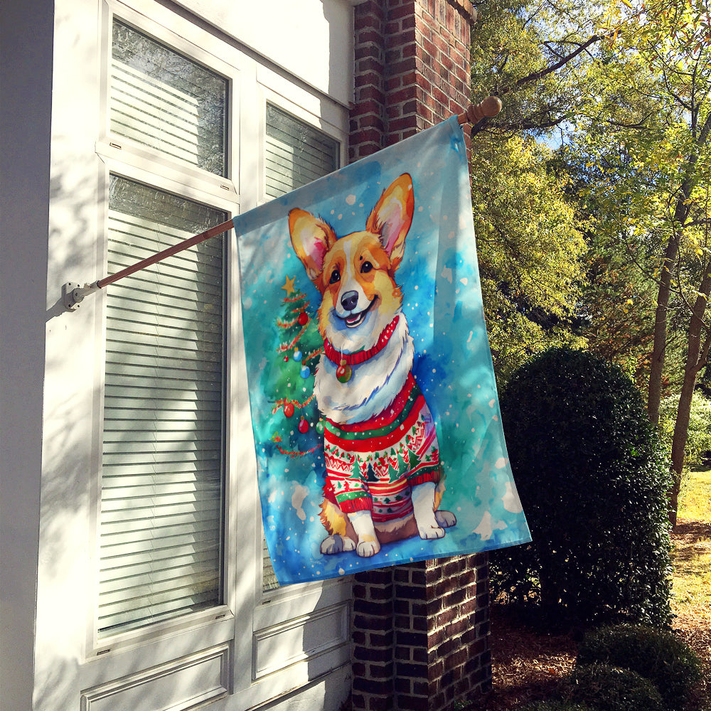 Corgi Christmas House Flag