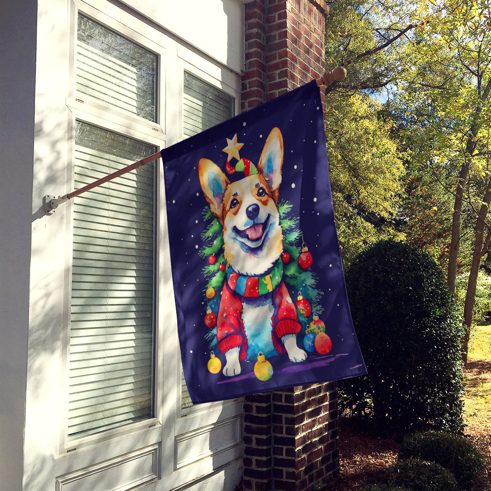 Corgi Christmas House Flag