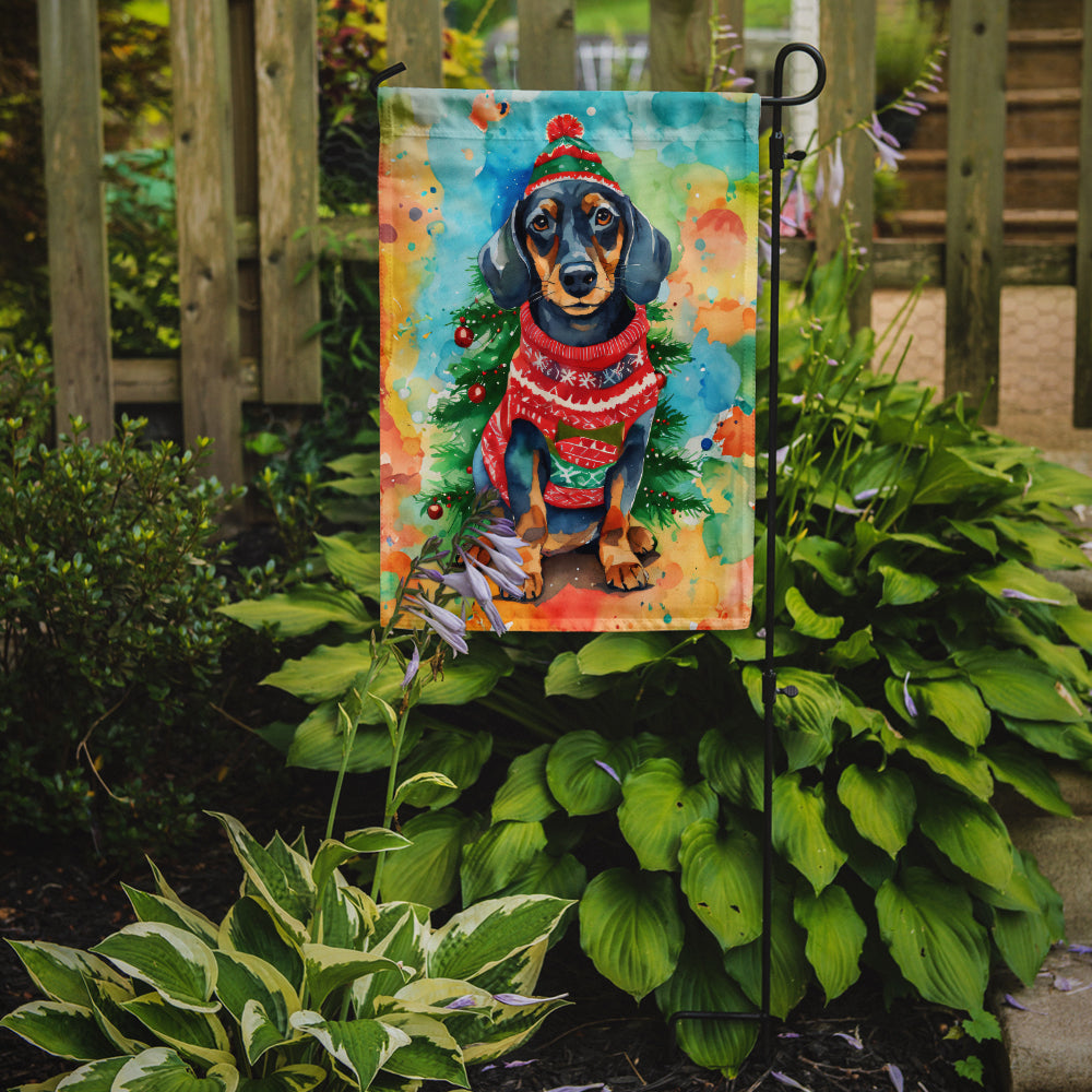 Dachshund Christmas Garden Flag