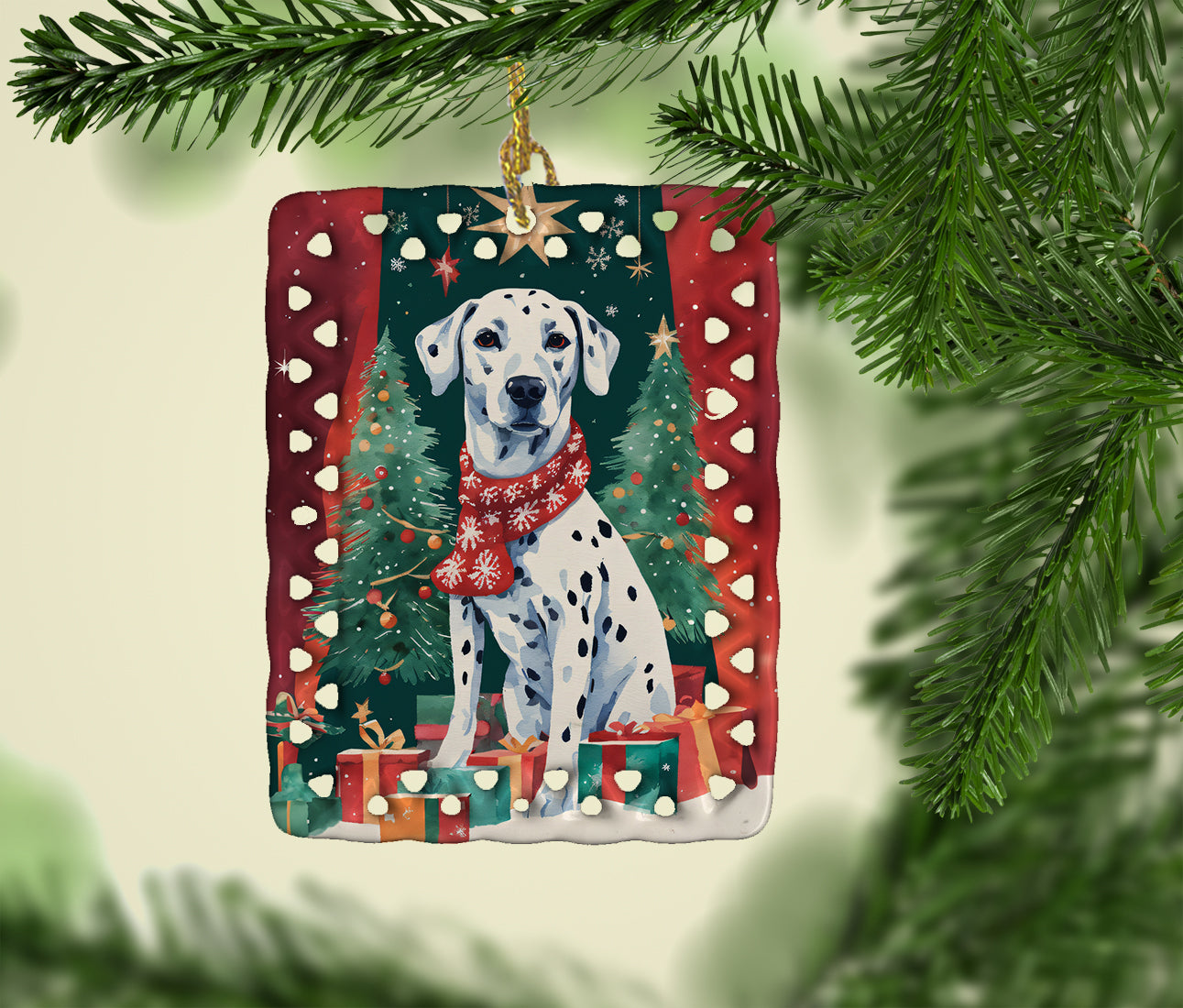 Dalmatian Christmas Porcelain Ornament