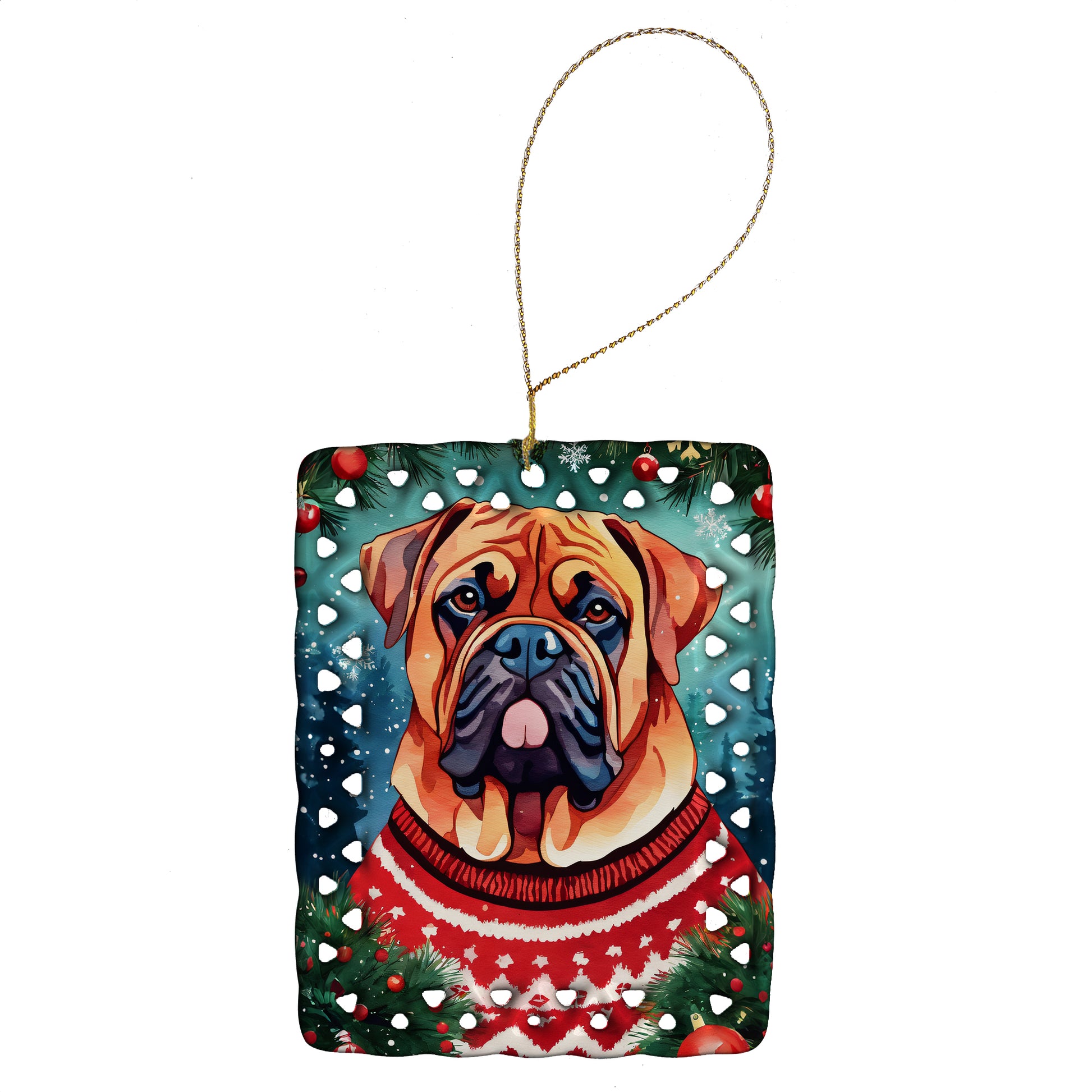 Buy this Dogue de Bordeaux Christmas Porcelain Ornament