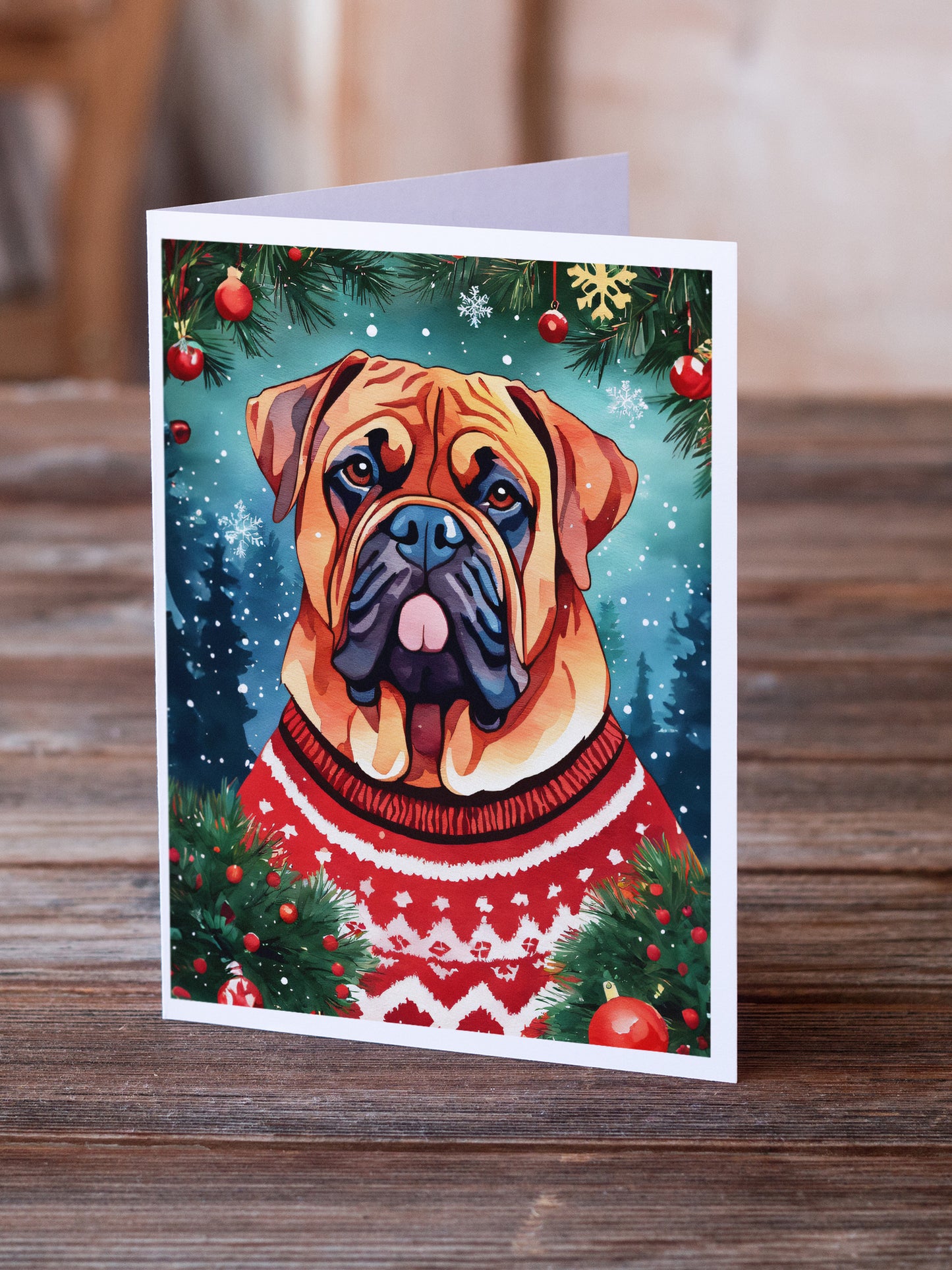 Dogue de Bordeaux Christmas Greeting Cards Pack of 8