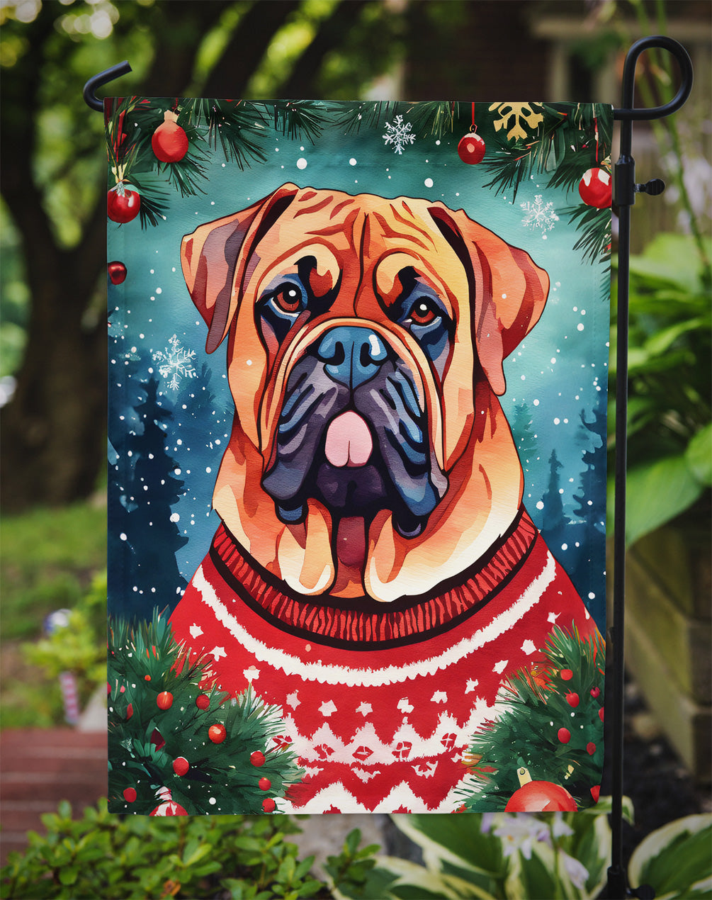 Dogue de Bordeaux Christmas Garden Flag