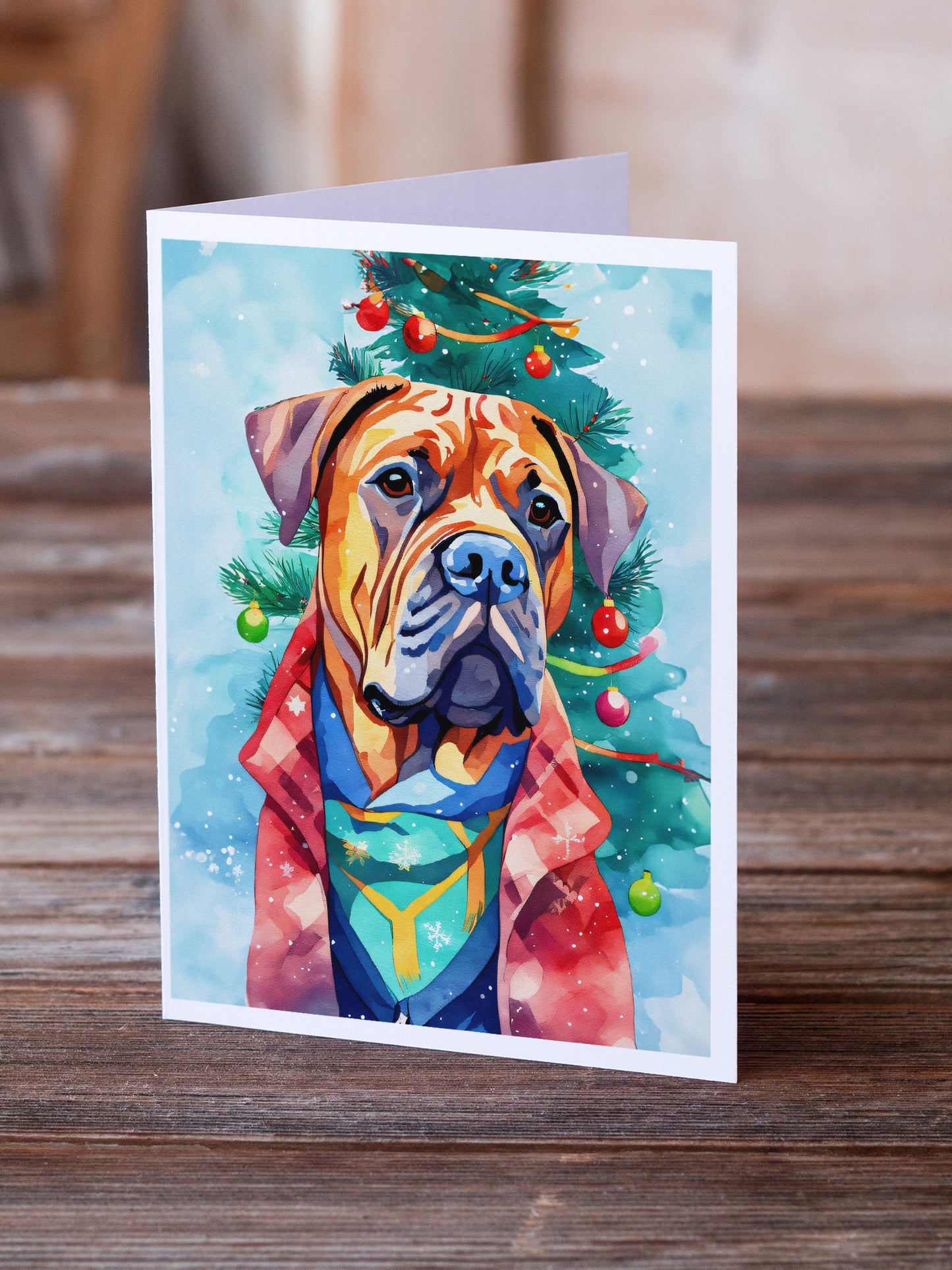 Dogue de Bordeaux Christmas Greeting Cards Pack of 8