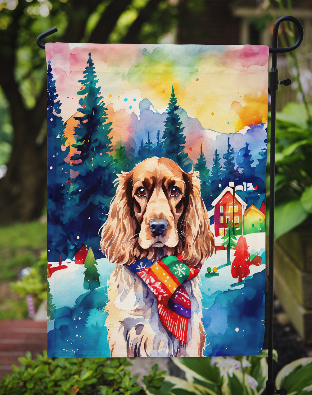 English Cocker Spaniel Christmas Garden Flag