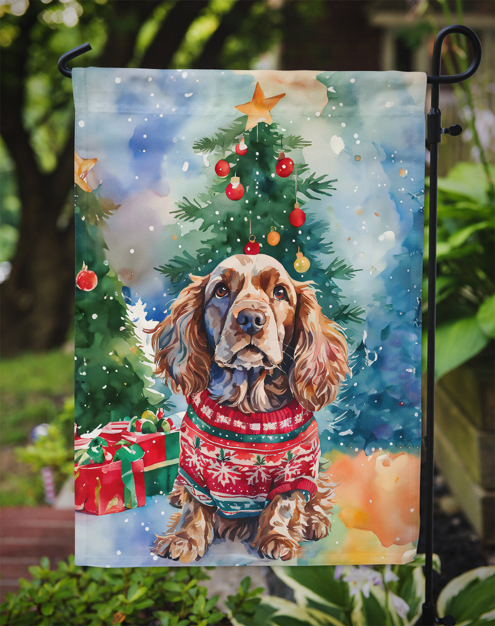 English Cocker Spaniel Christmas Garden Flag