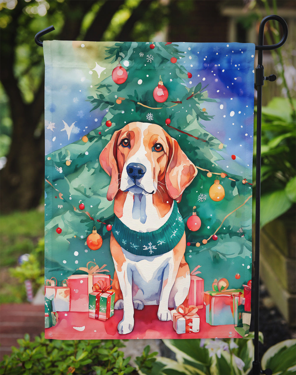 English Foxhound Christmas Garden Flag