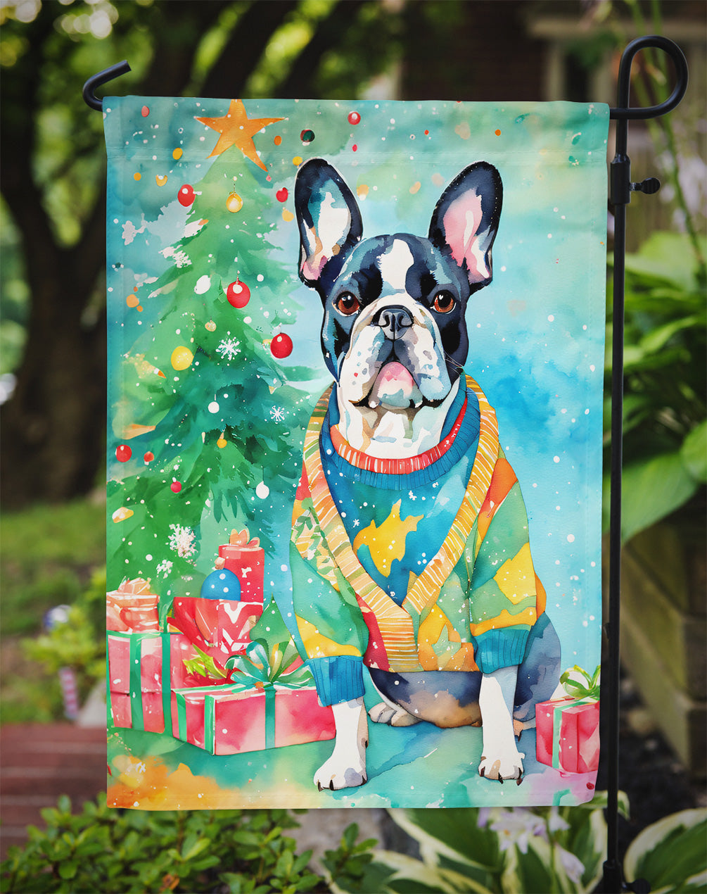 French Bulldog Christmas Garden Flag