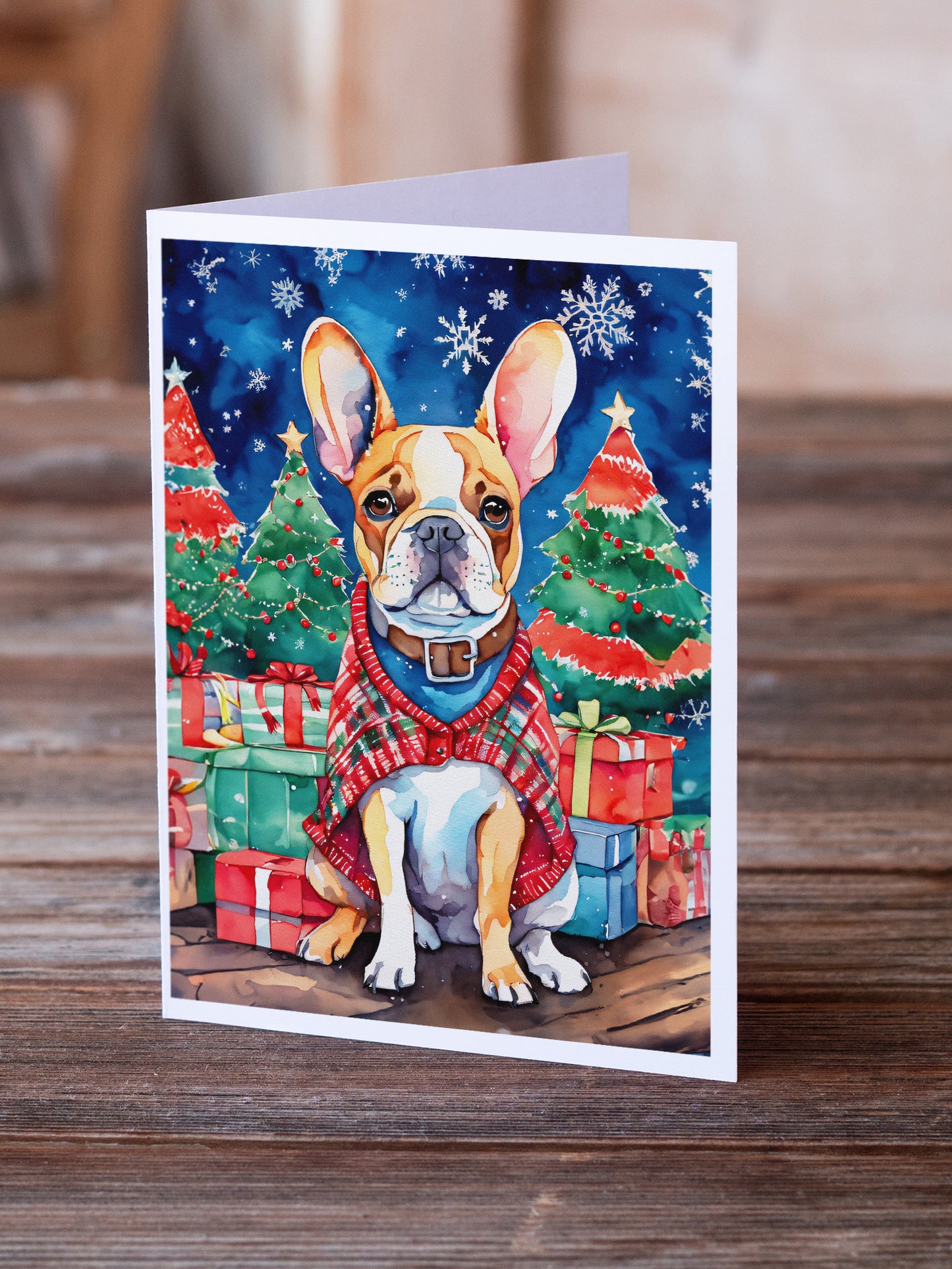 French Bulldog Christmas Greeting Cards Pack of 8