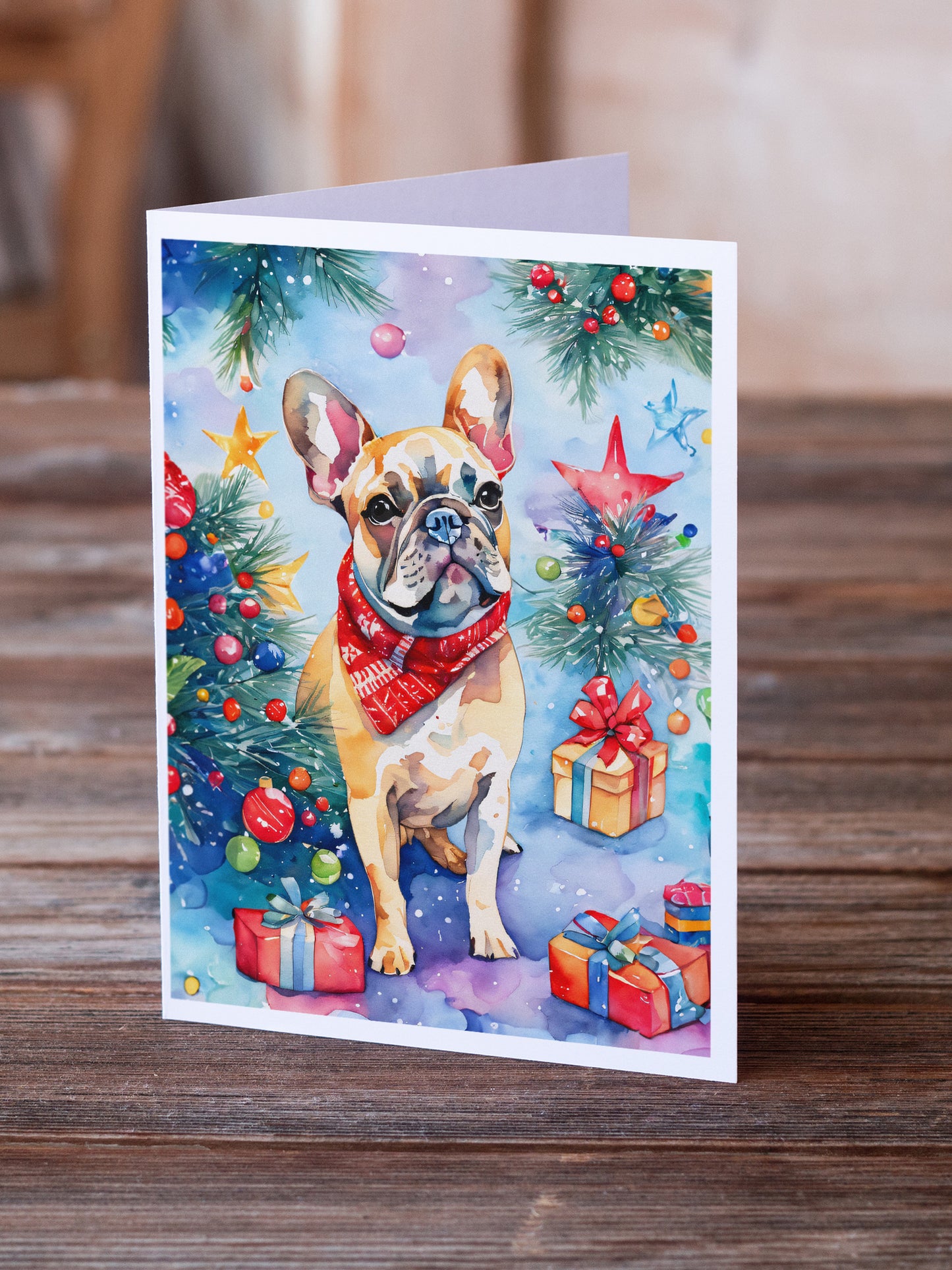 French Bulldog Christmas Greeting Cards Pack of 8