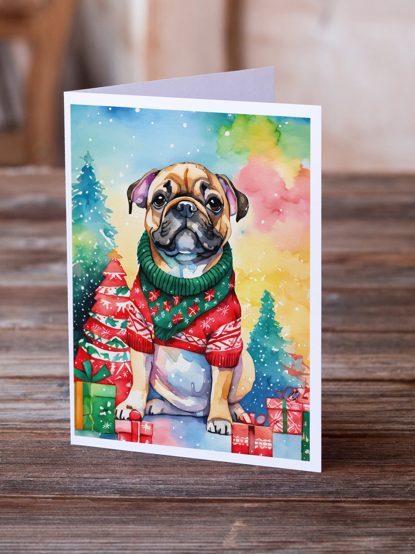 French Bulldog Christmas Greeting Cards Pack of 8