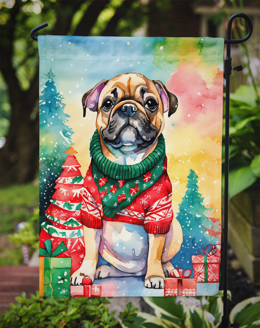 French Bulldog Christmas Garden Flag