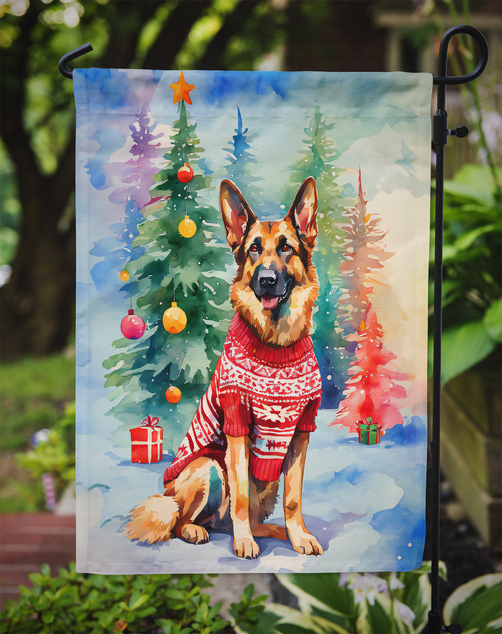 German Shepherd Christmas Garden Flag