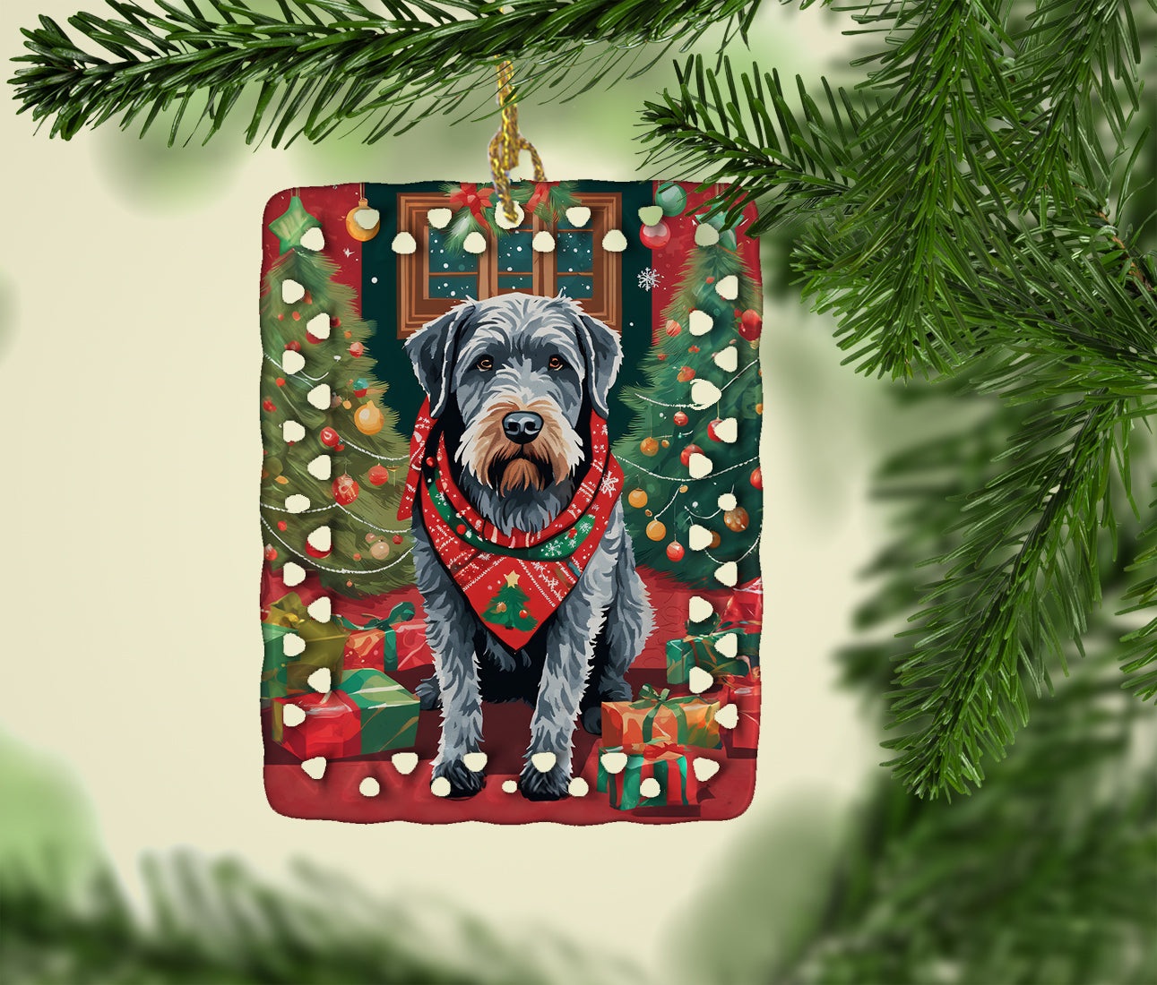 German Wirehaired Pointer Christmas Porcelain Ornament