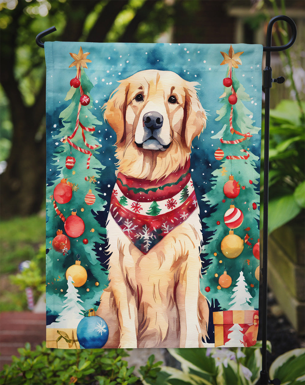 Golden Retriever Christmas Garden Flag