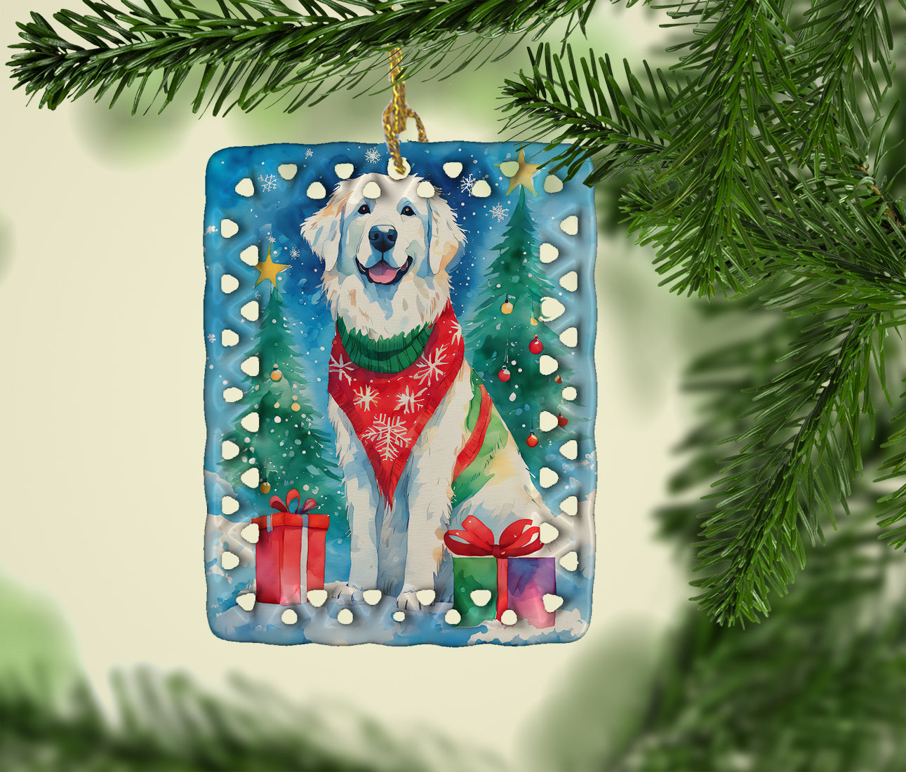 Great Pyrenees Christmas Porcelain Ornament