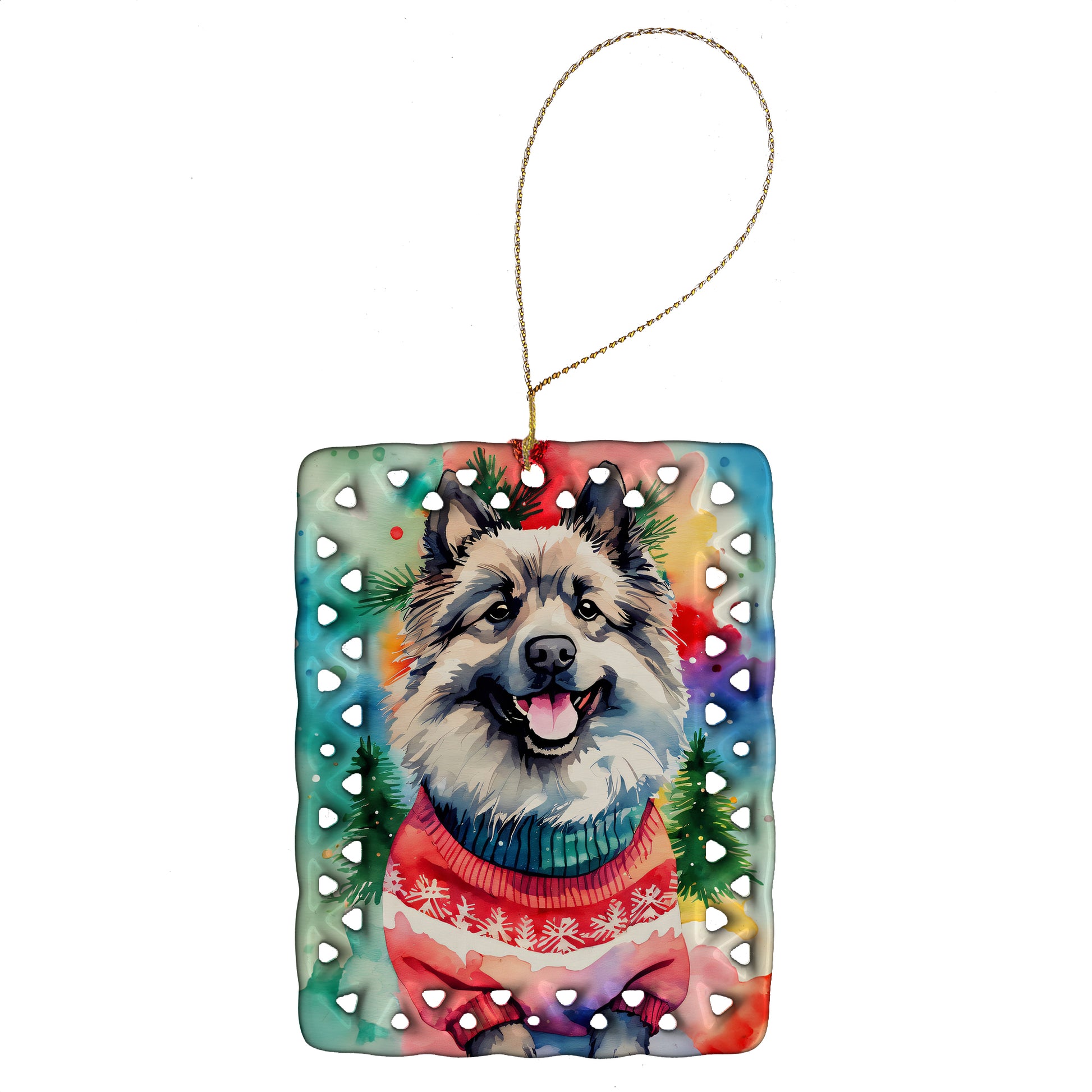 Buy this Keeshond Christmas Porcelain Ornament