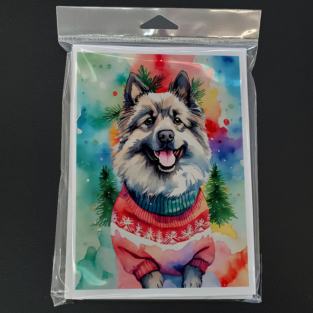 Keeshond Christmas Greeting Cards Pack of 8