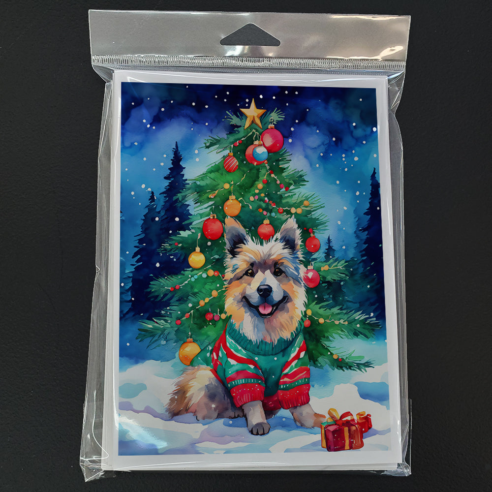 Keeshond Christmas Greeting Cards Pack of 8