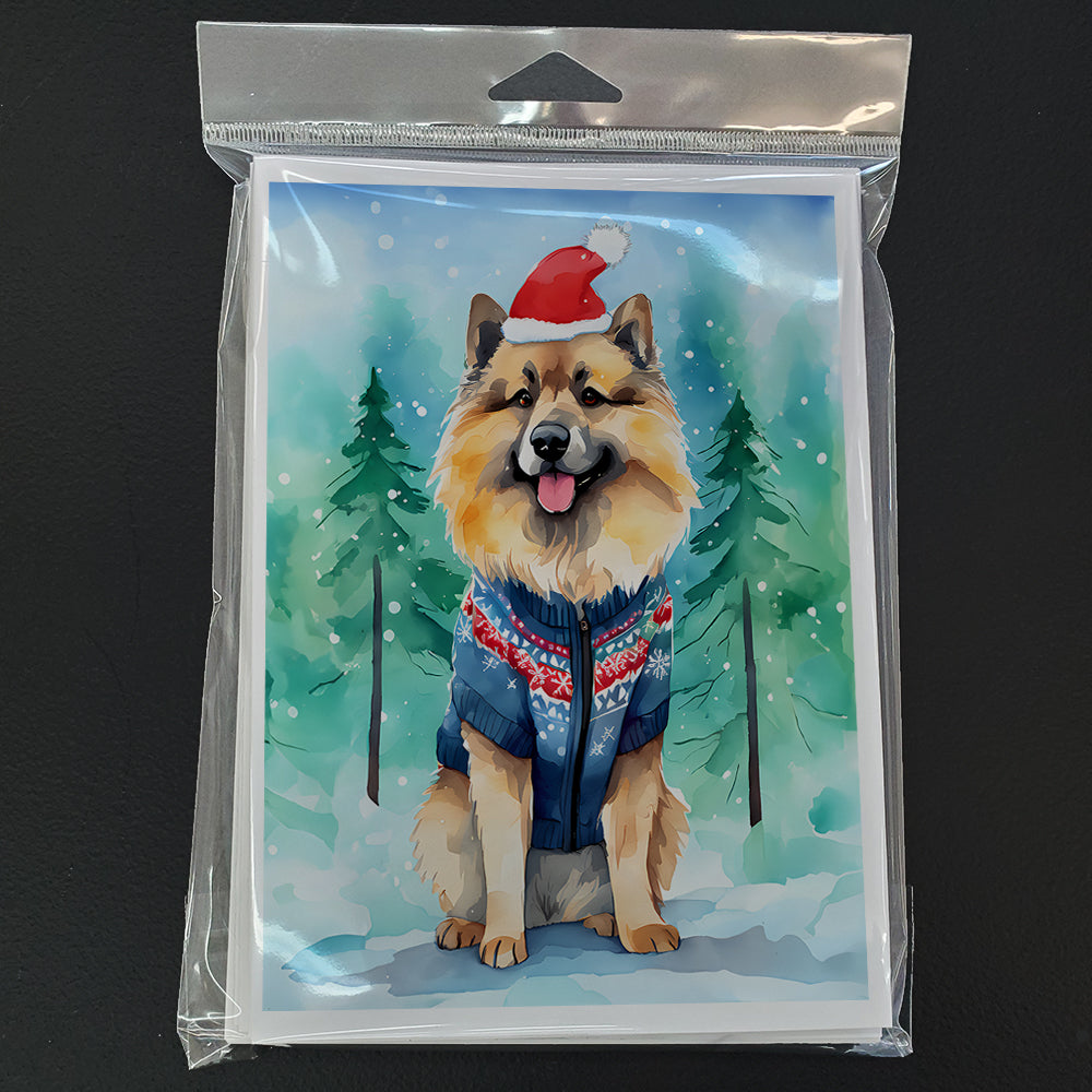 Keeshond Christmas Greeting Cards Pack of 8