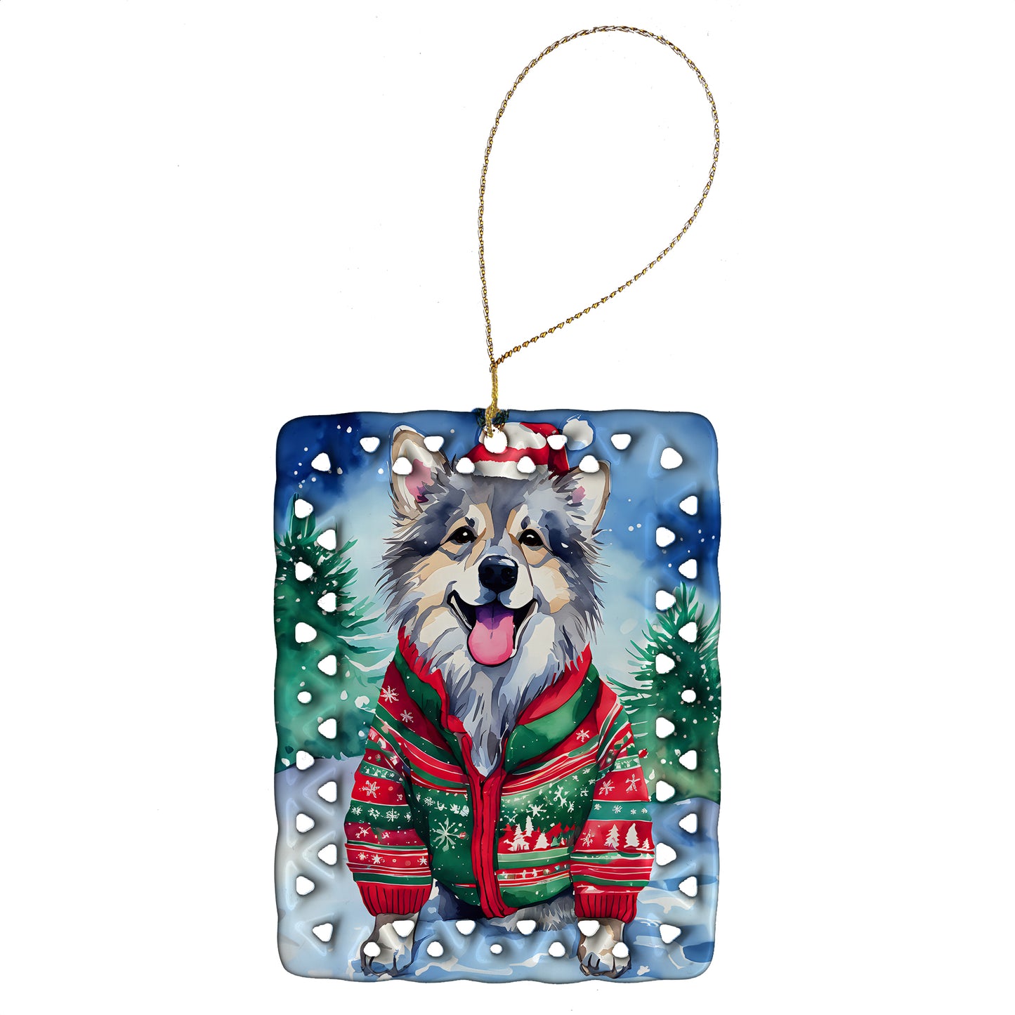 Buy this Keeshond Christmas Porcelain Ornament