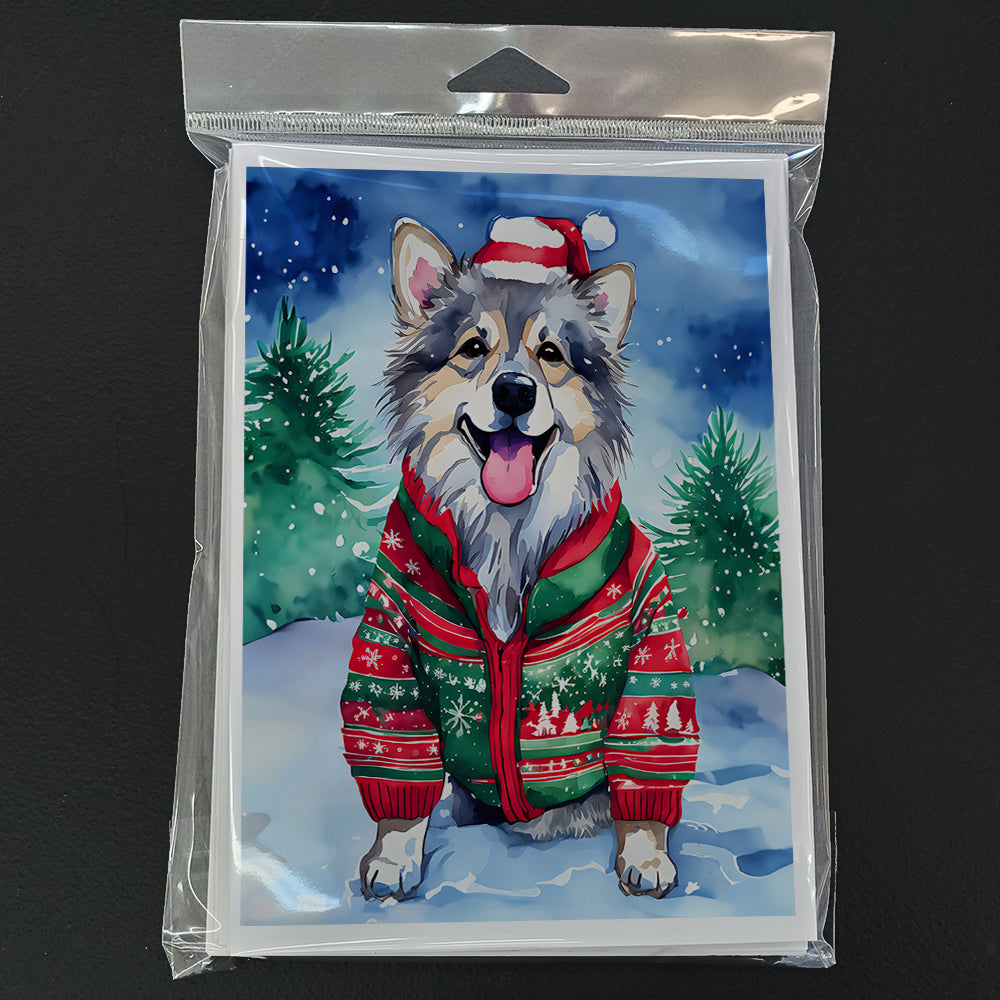 Keeshond Christmas Greeting Cards Pack of 8