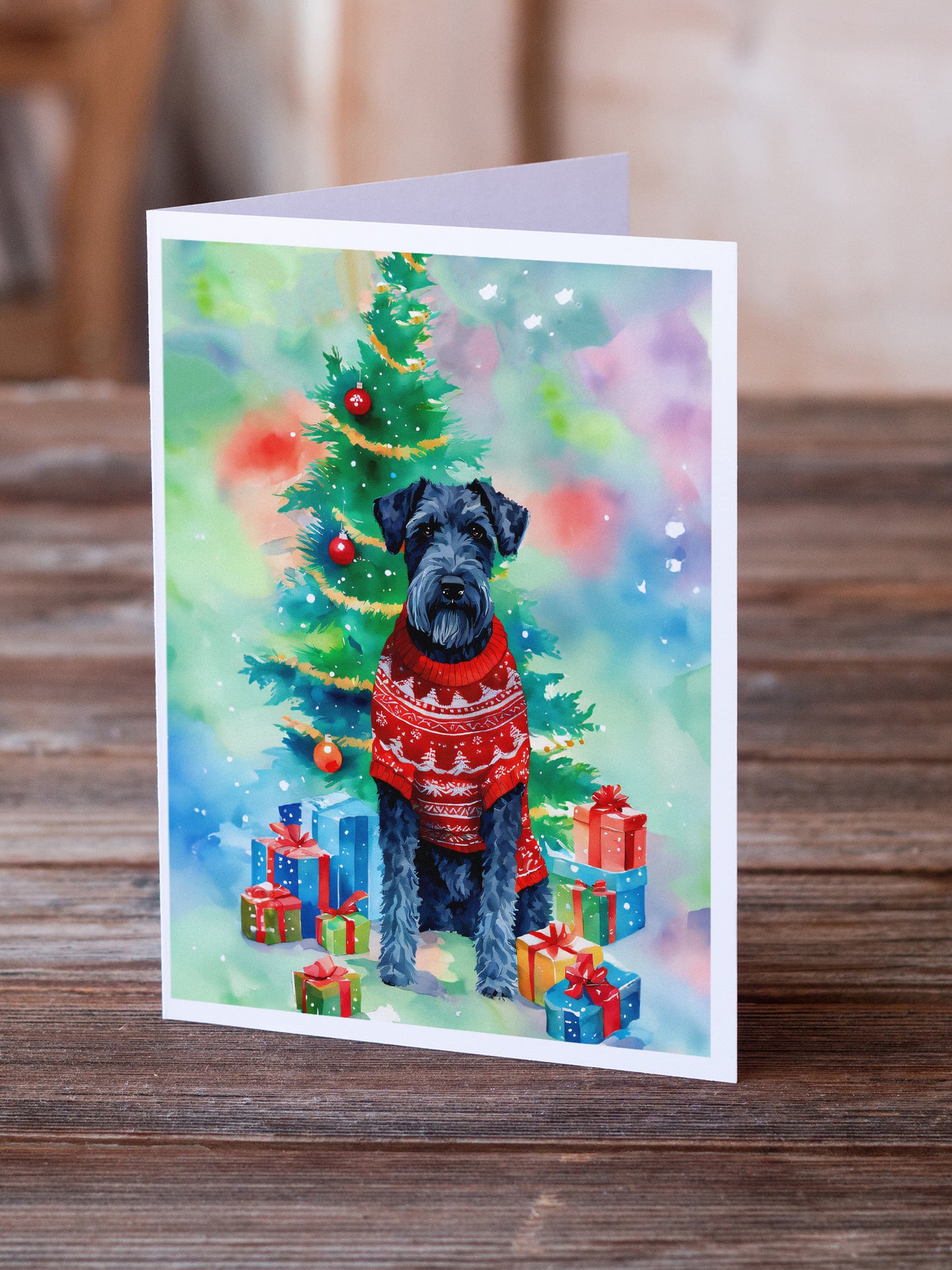 Kerry Blue Terrier Christmas Greeting Cards Pack of 8