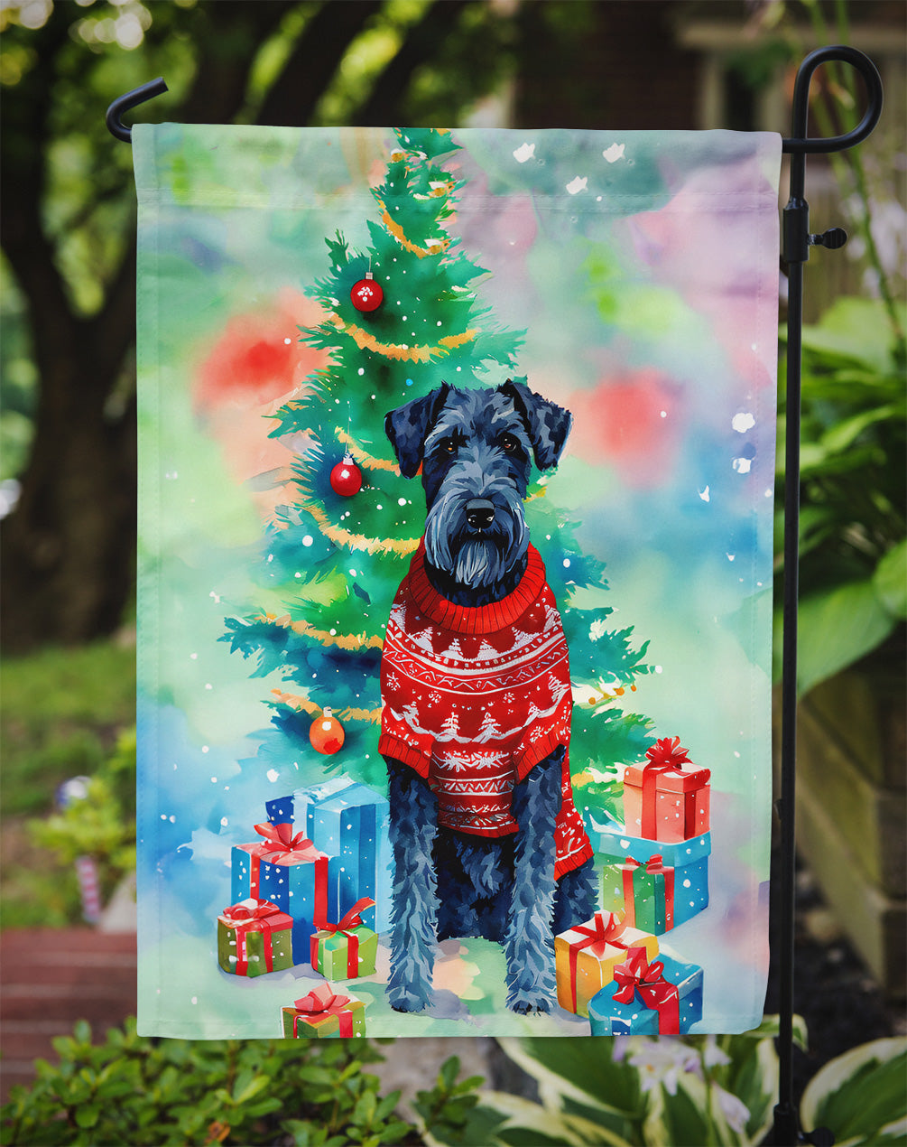 Kerry Blue Terrier Christmas Garden Flag