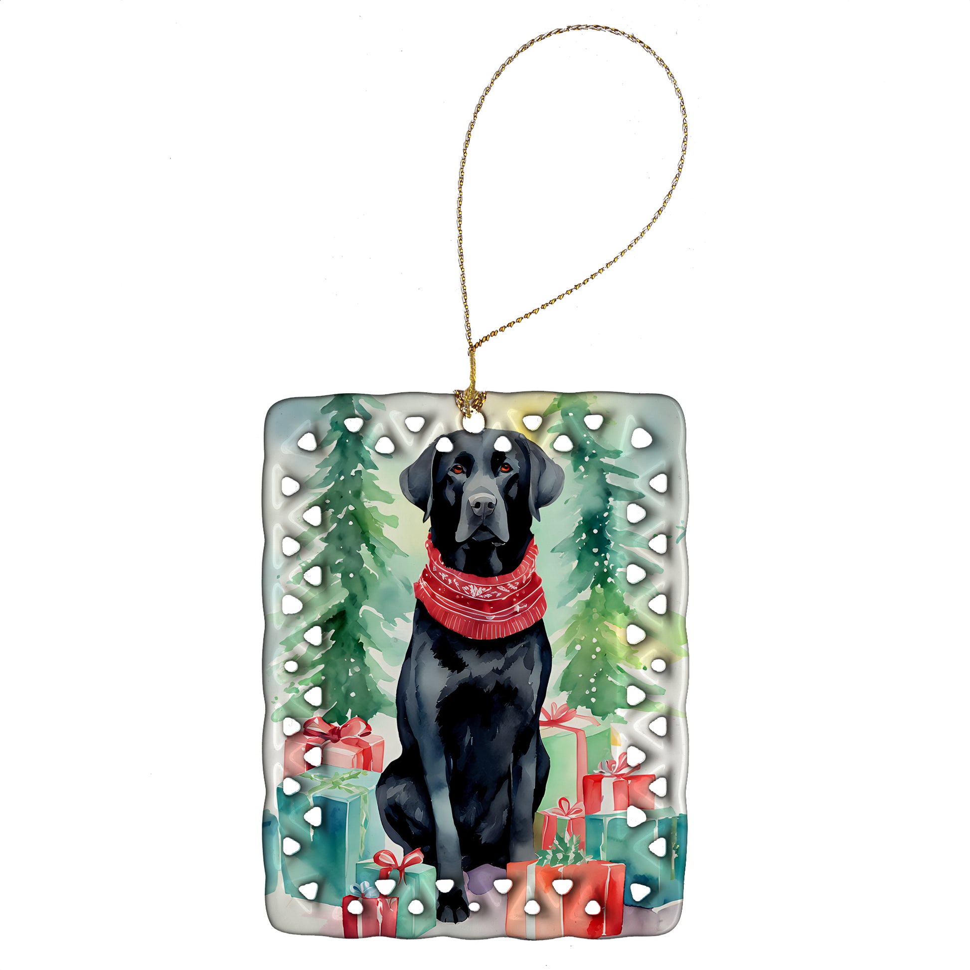 Buy this Black Labrador Retriever Christmas Porcelain Ornament