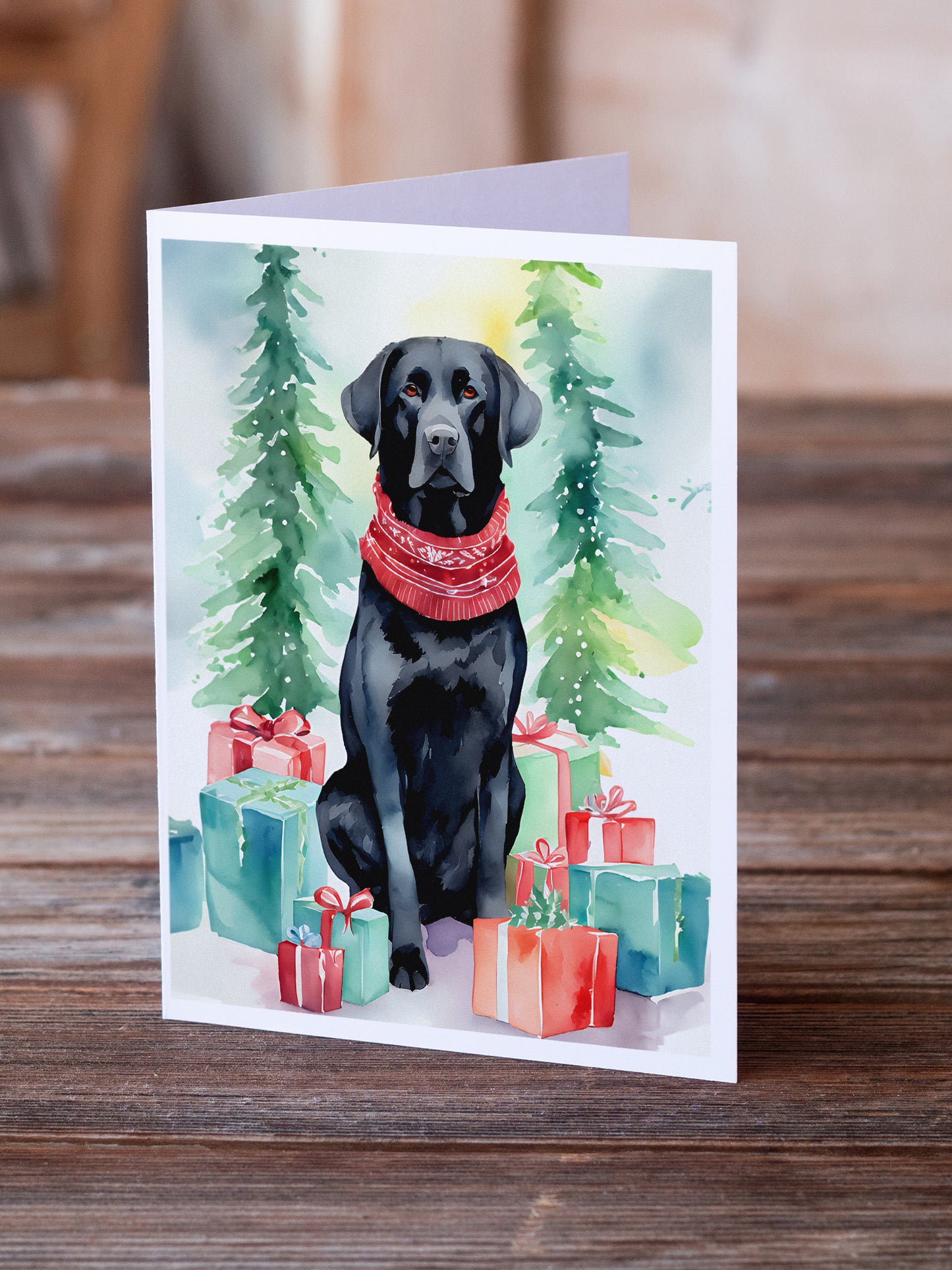 Black Labrador Retriever Christmas Greeting Cards Pack of 8