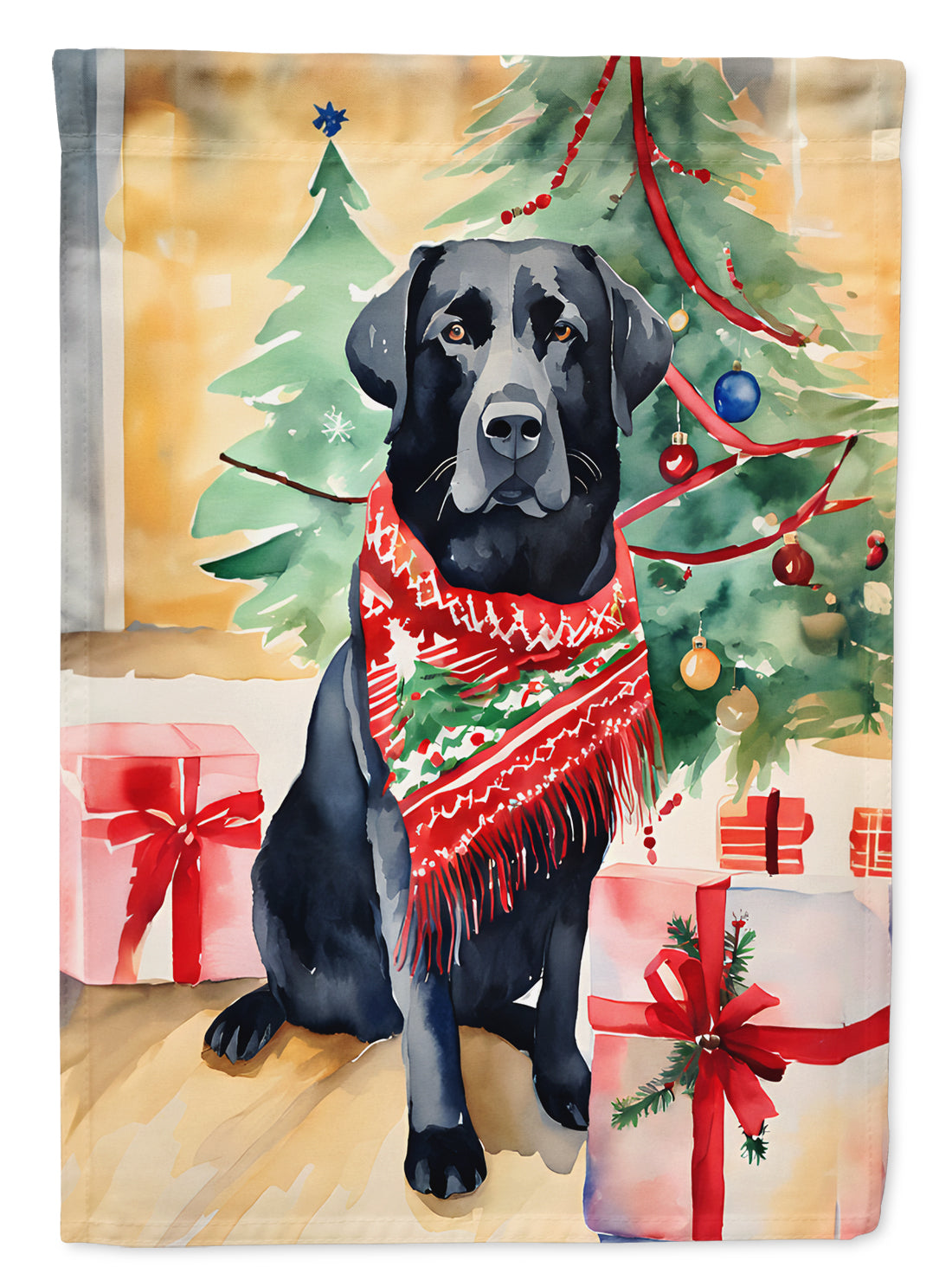 Buy this Black Labrador Retriever Christmas House Flag