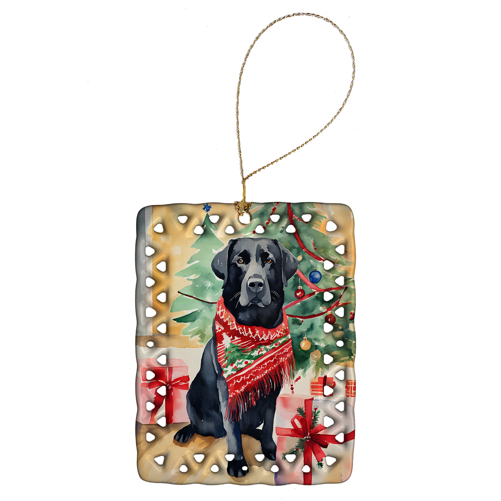 Buy this Black Labrador Retriever Christmas Porcelain Ornament