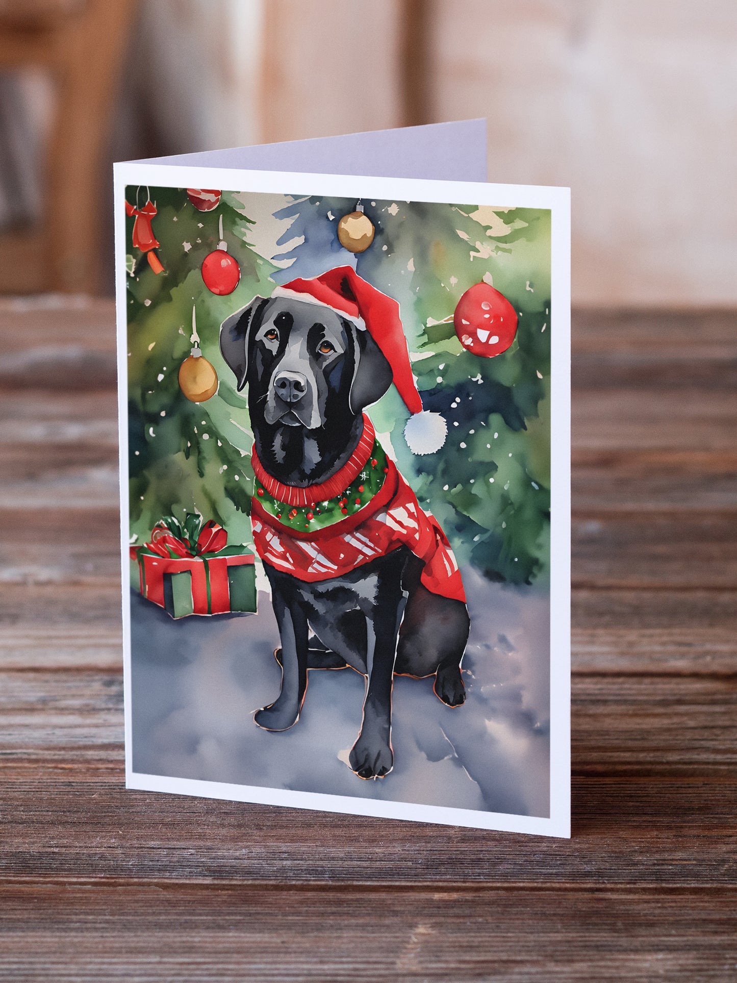 Black Labrador Retriever Christmas Greeting Cards Pack of 8