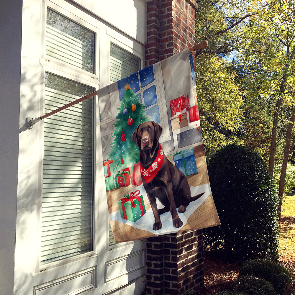 Chocolate Labrador Retriever Christmas House Flag