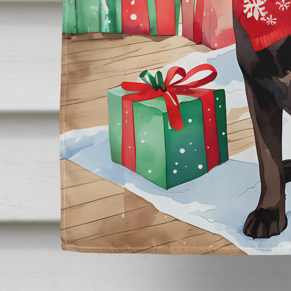 Chocolate Labrador Retriever Christmas House Flag