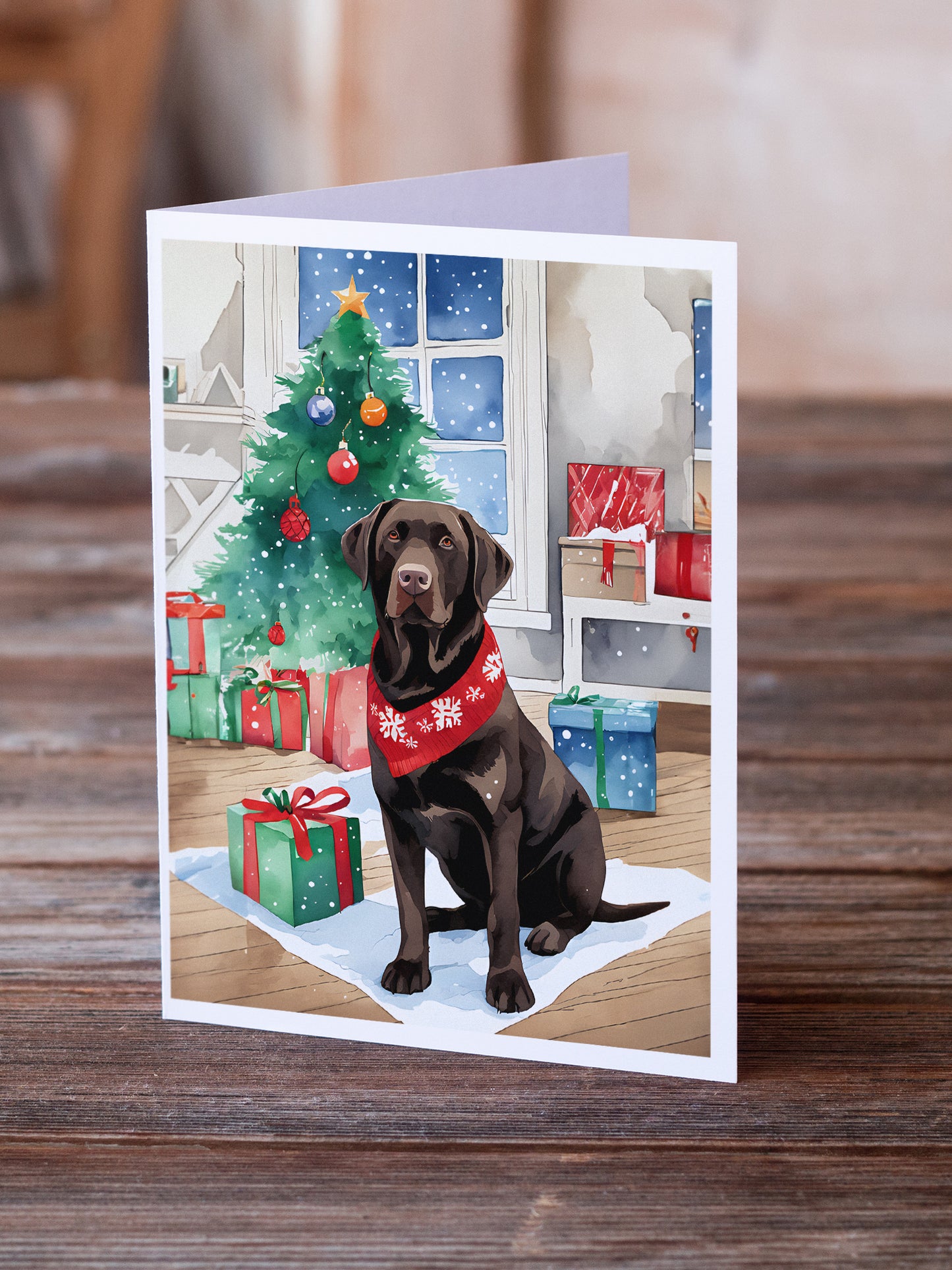 Chocolate Labrador Retriever Christmas Greeting Cards Pack of 8