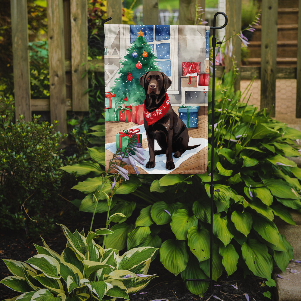 Chocolate Labrador Retriever Christmas Garden Flag