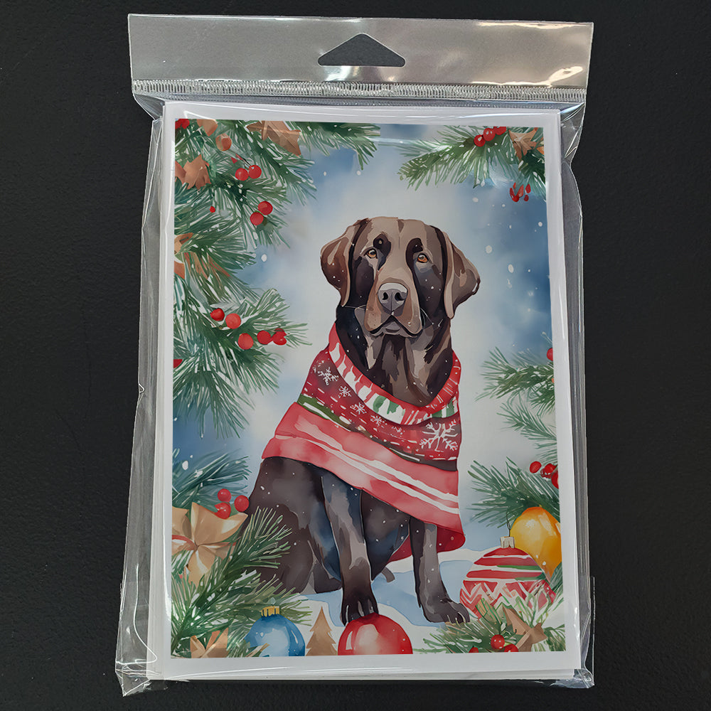 Chocolate Labrador Retriever Christmas Greeting Cards Pack of 8