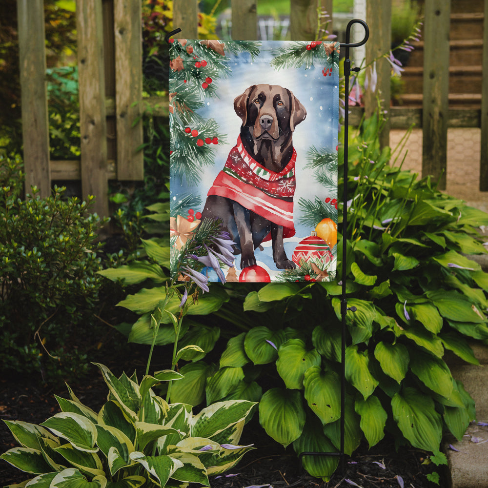 Chocolate Labrador Retriever Christmas Garden Flag