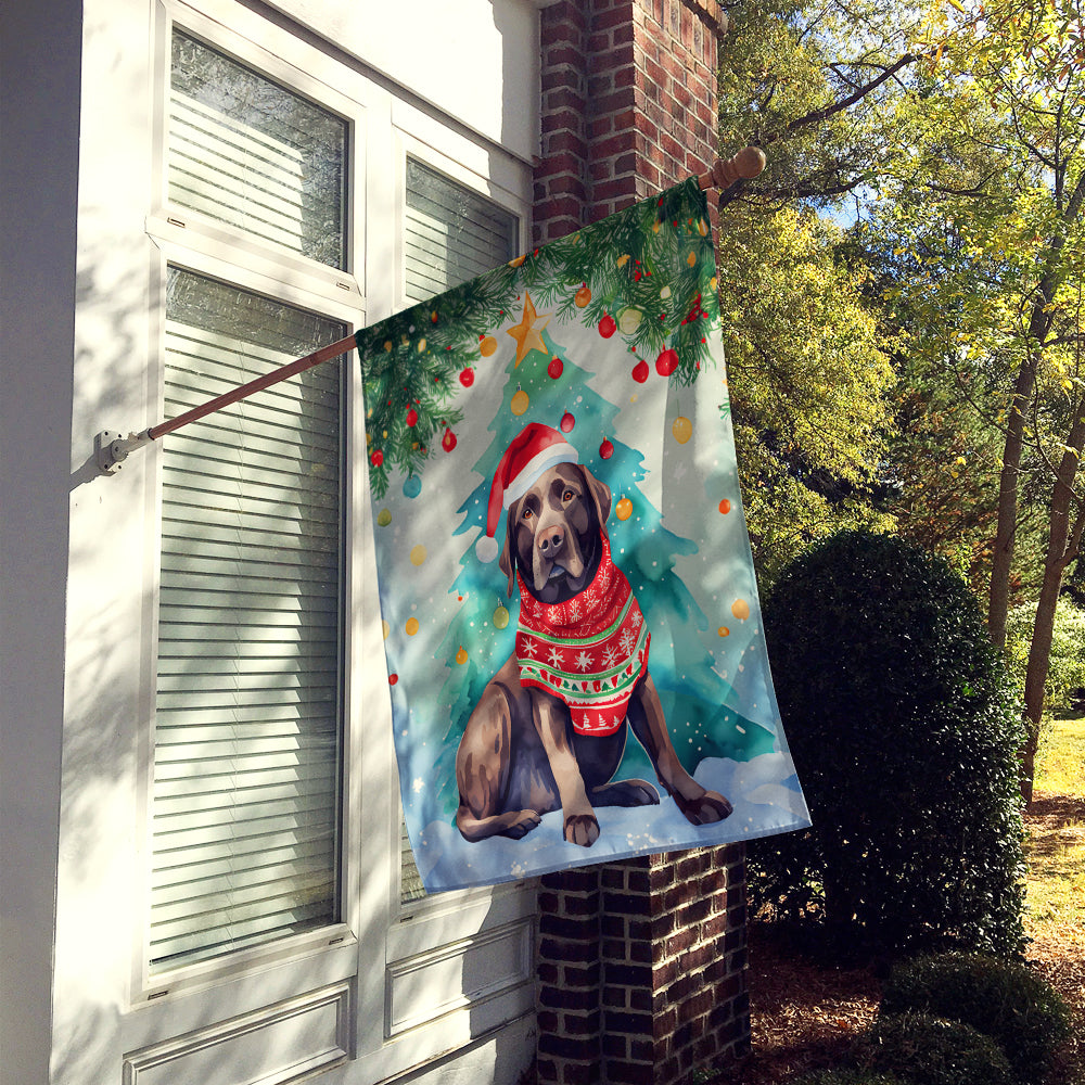 Chocolate Labrador Retriever Christmas House Flag