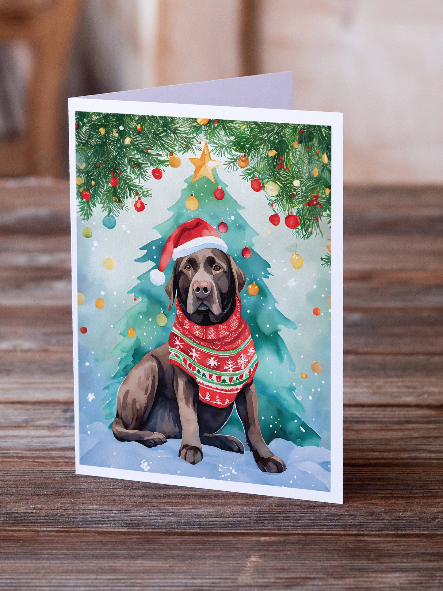 Chocolate Labrador Retriever Christmas Greeting Cards Pack of 8