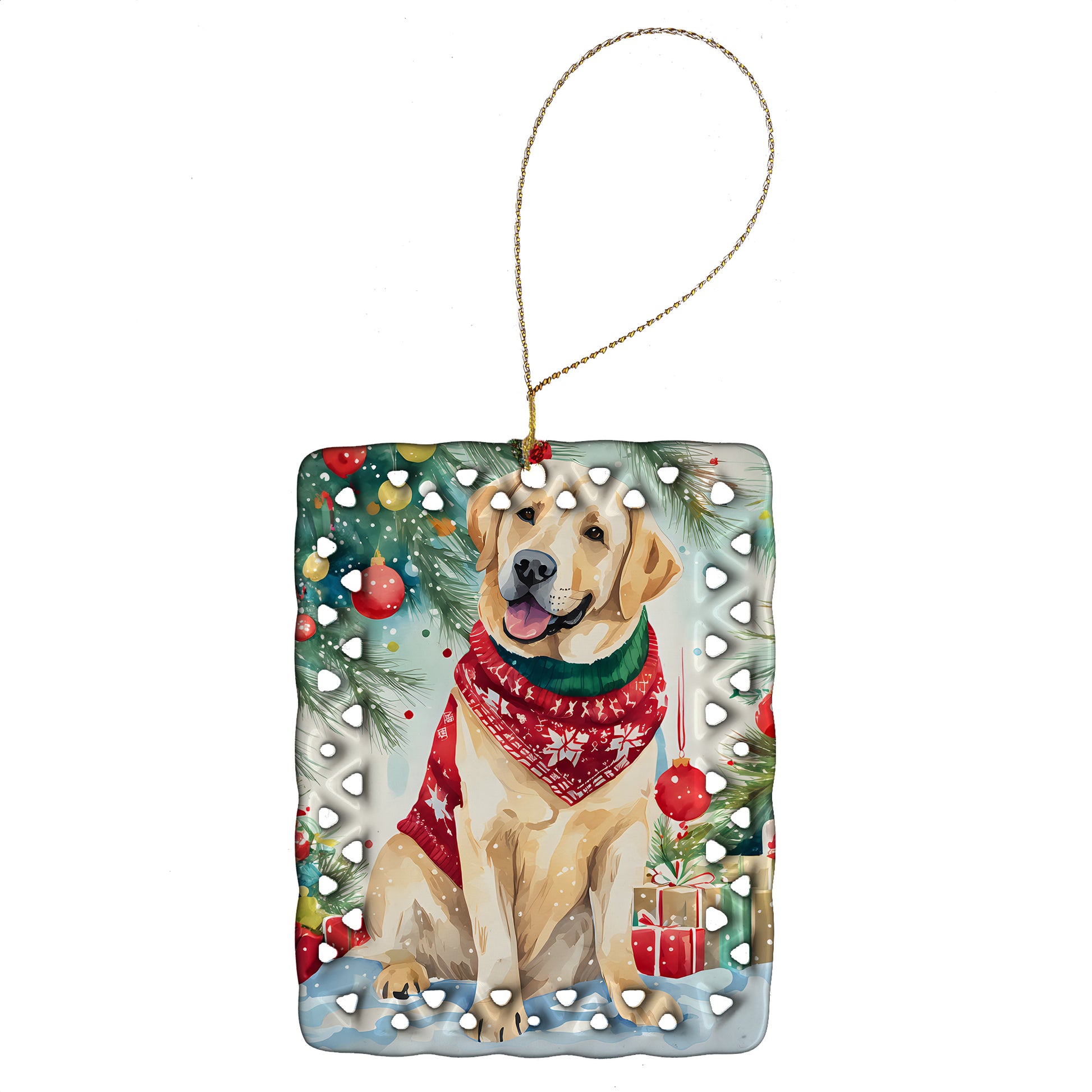 Buy this Yellow Labrador Retriever Christmas Porcelain Ornament