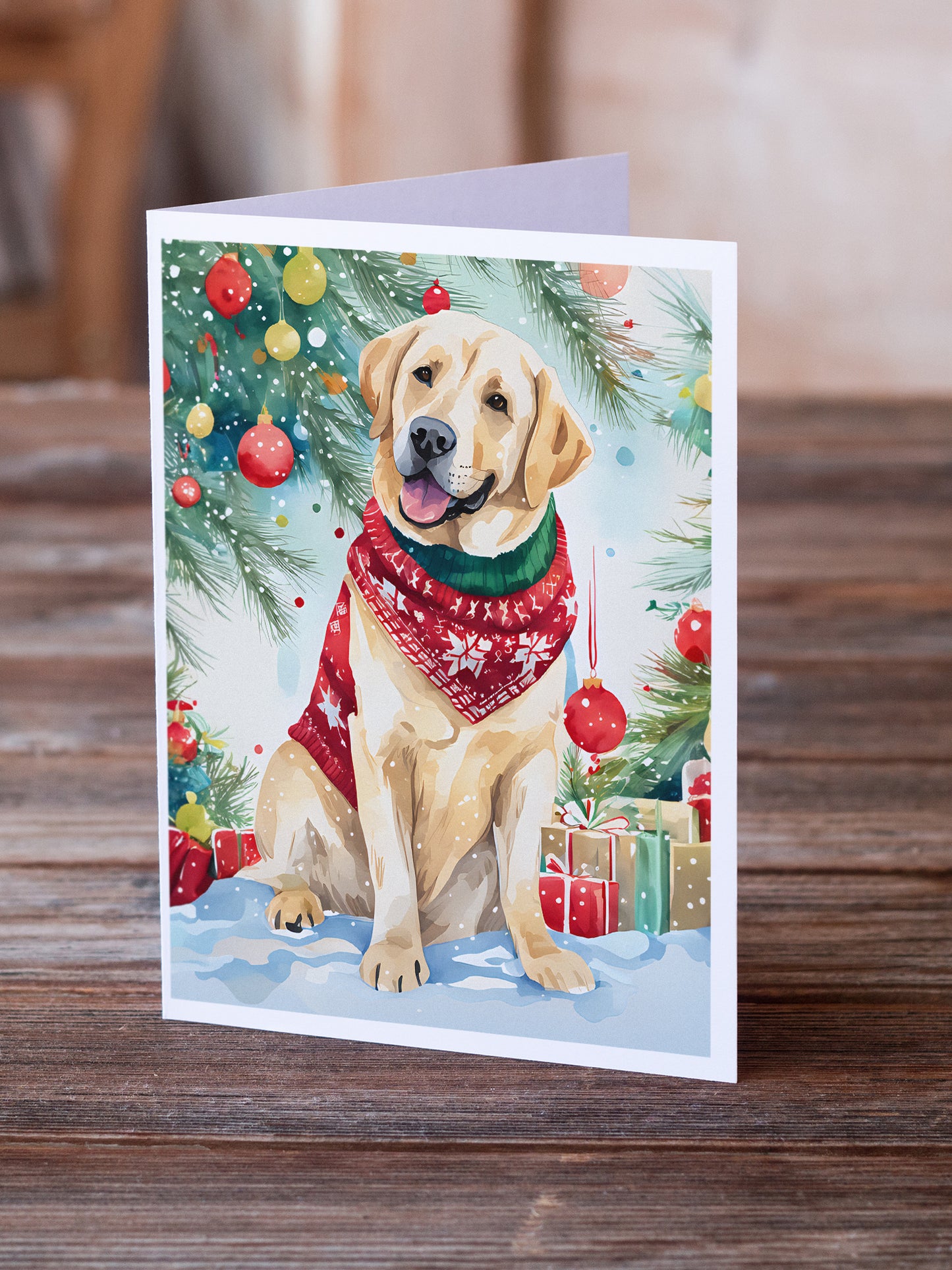 Yellow Labrador Retriever Christmas Greeting Cards Pack of 8