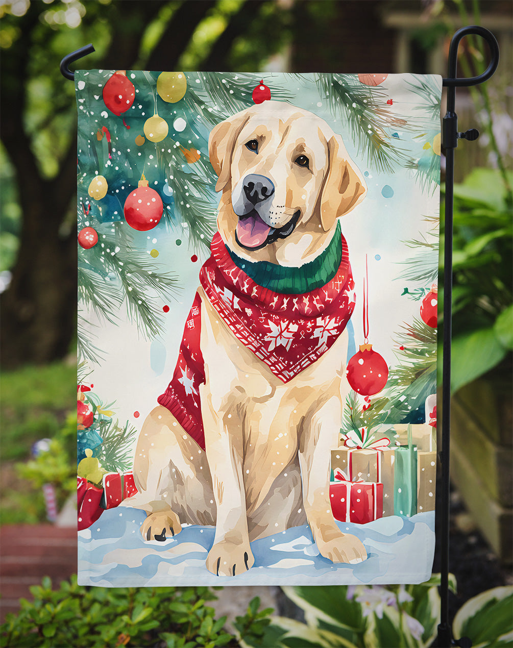 Yellow Labrador Retriever Christmas Garden Flag