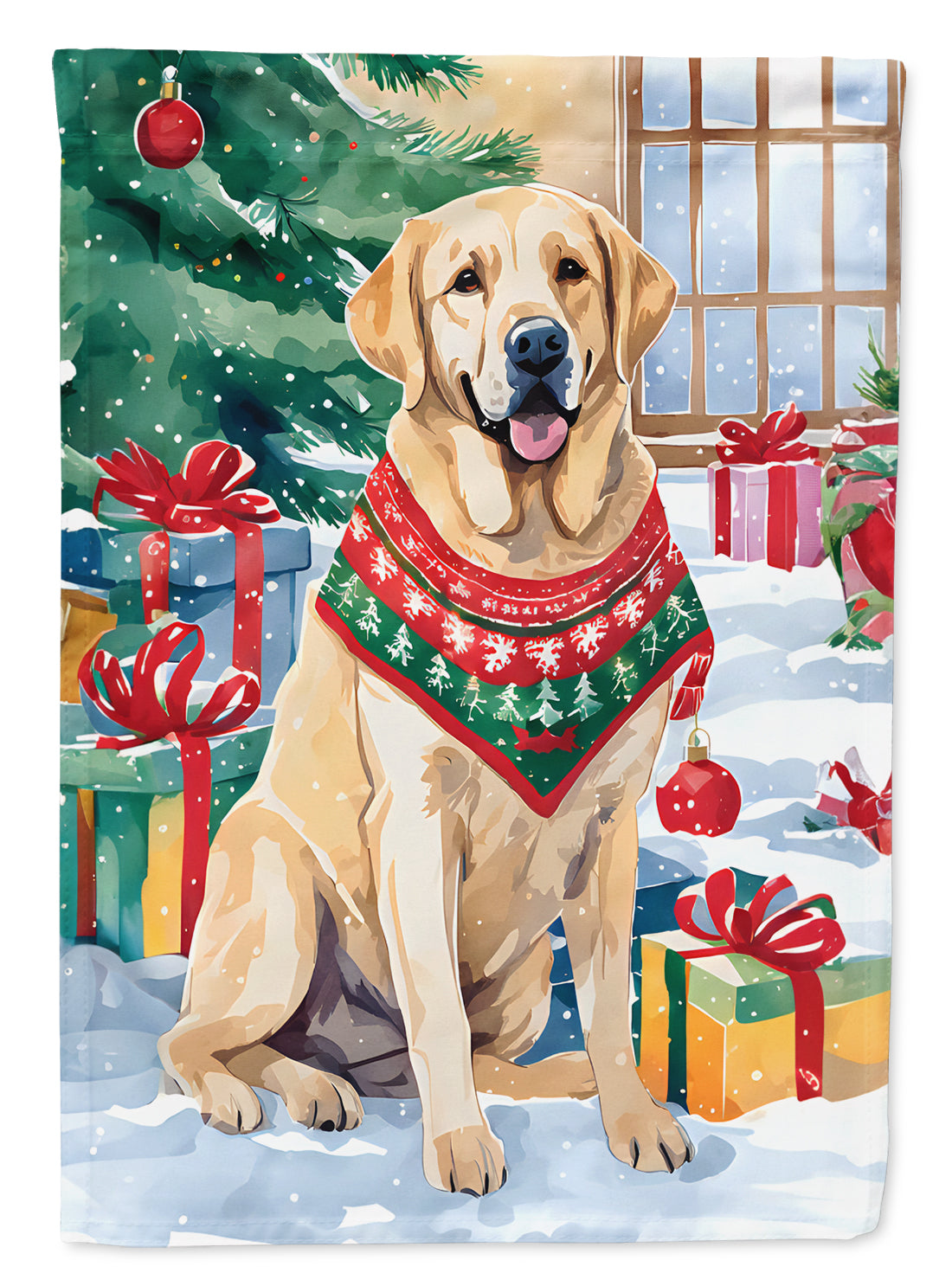 Buy this Yellow Labrador Retriever Christmas House Flag