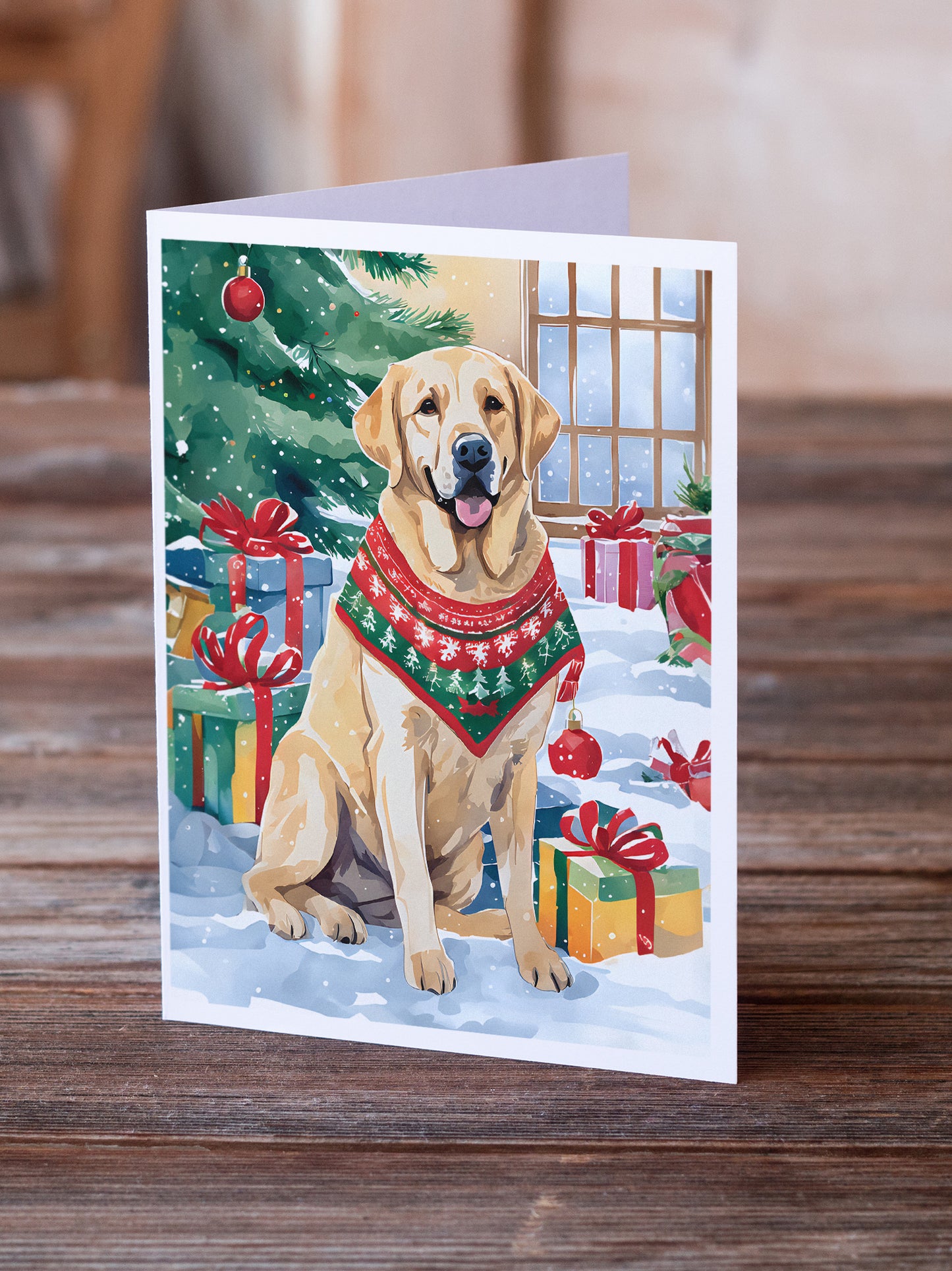 Yellow Labrador Retriever Christmas Greeting Cards Pack of 8