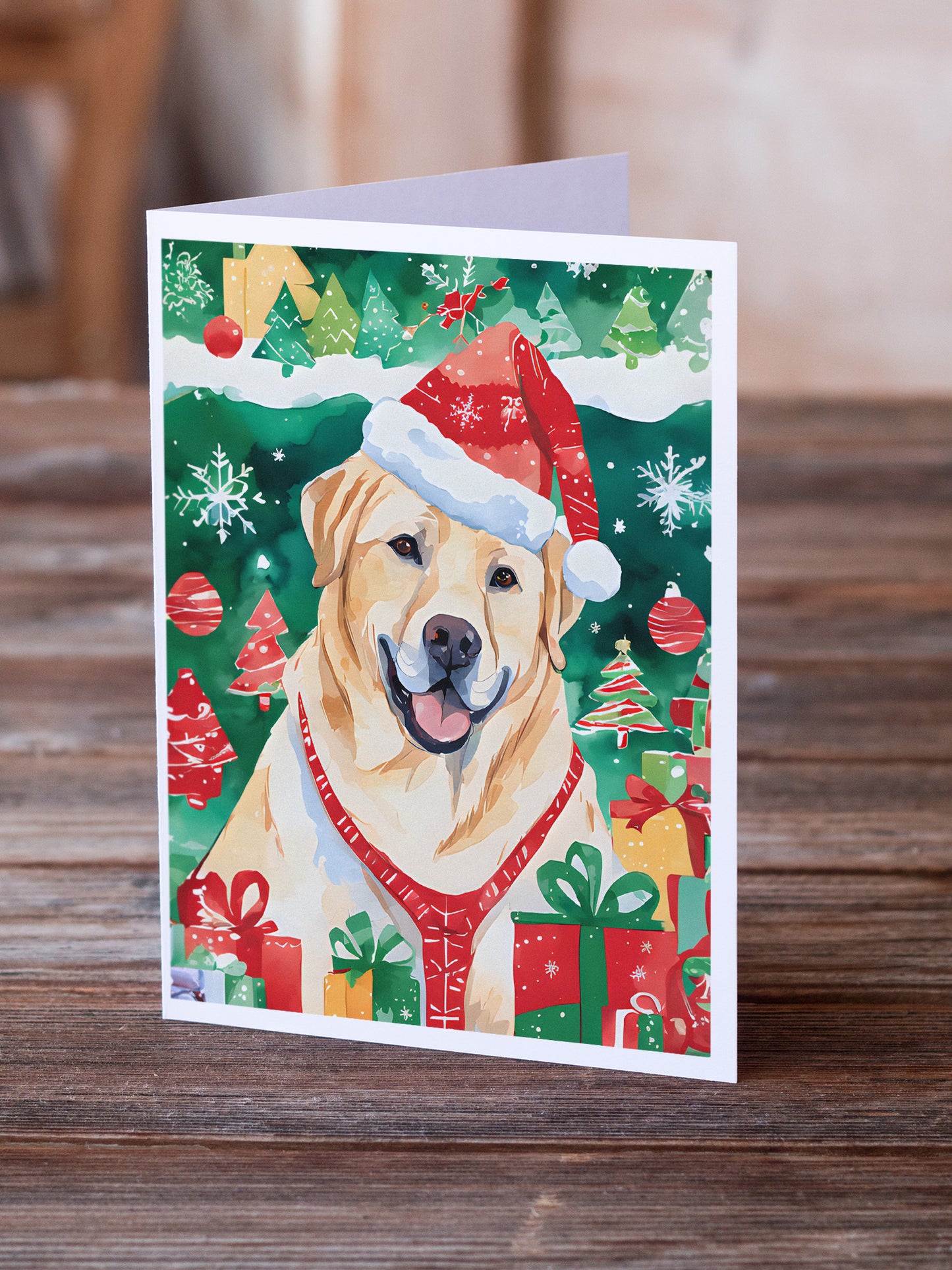 Yellow Labrador Retriever Christmas Greeting Cards Pack of 8