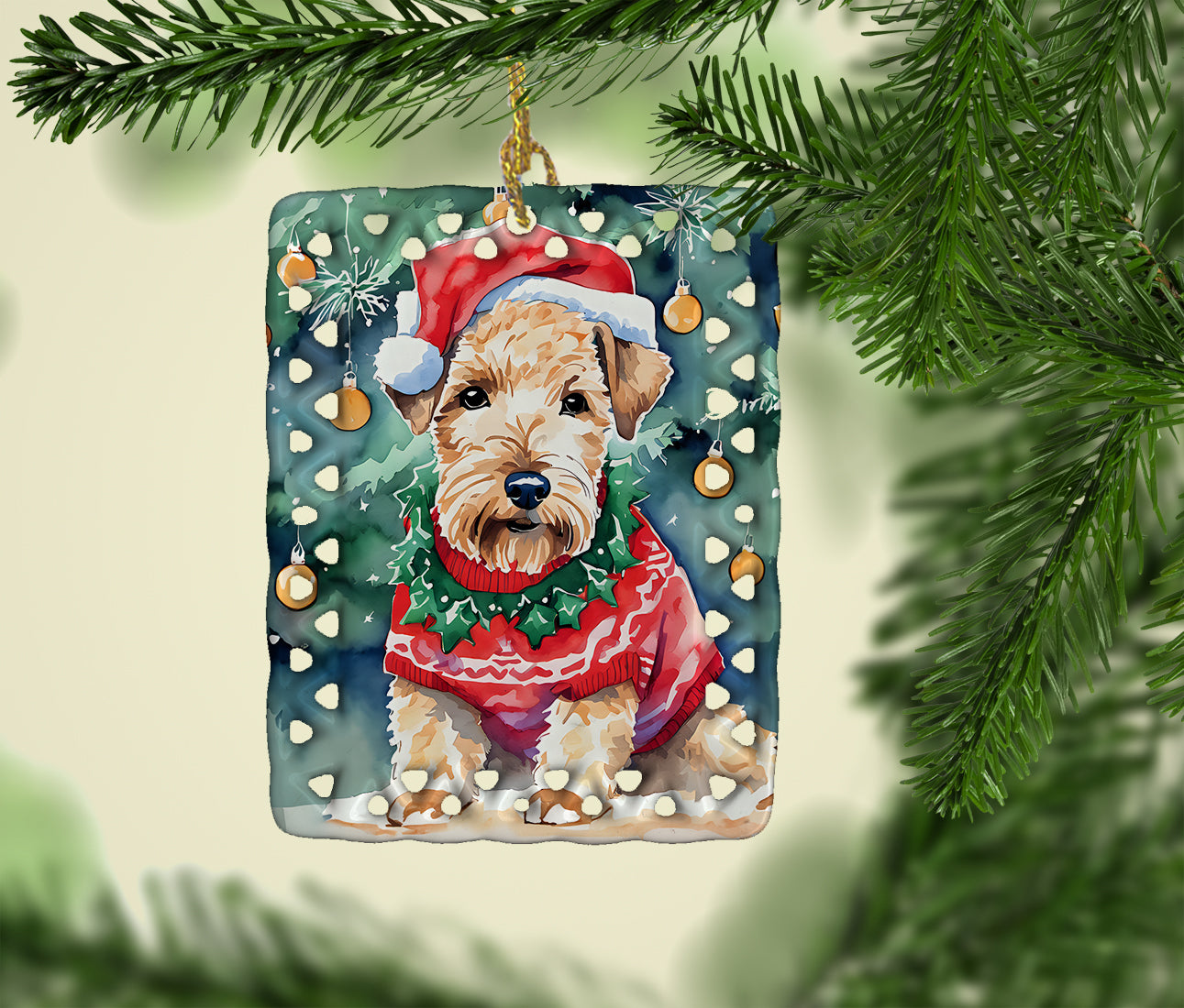 Lakeland Terrier Christmas Porcelain Ornament