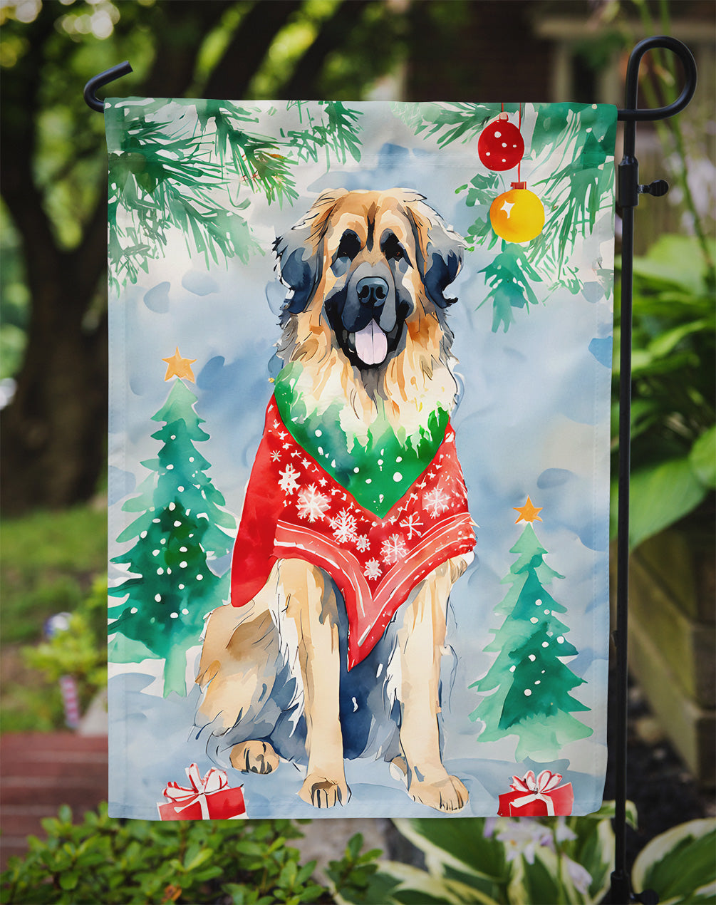 Leonberger Christmas Garden Flag